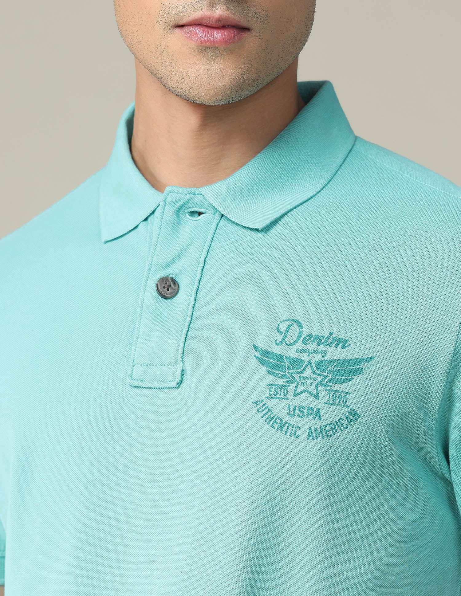 Brand Print Slim Fit Polo Shirt Turquoise - U.S. POLO ASSN. | Large