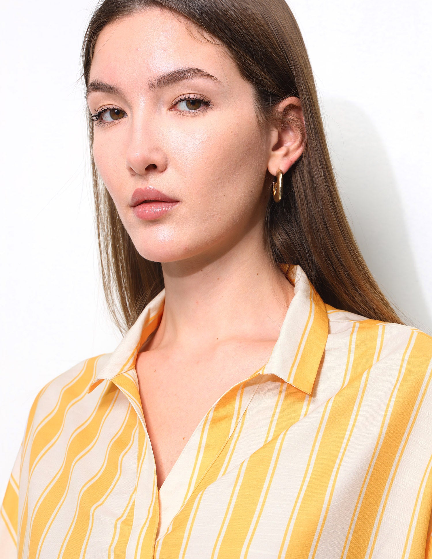 Vertical Striped Elbow Sleeve Top Yellow - U.S. Polo Assn. India | Large