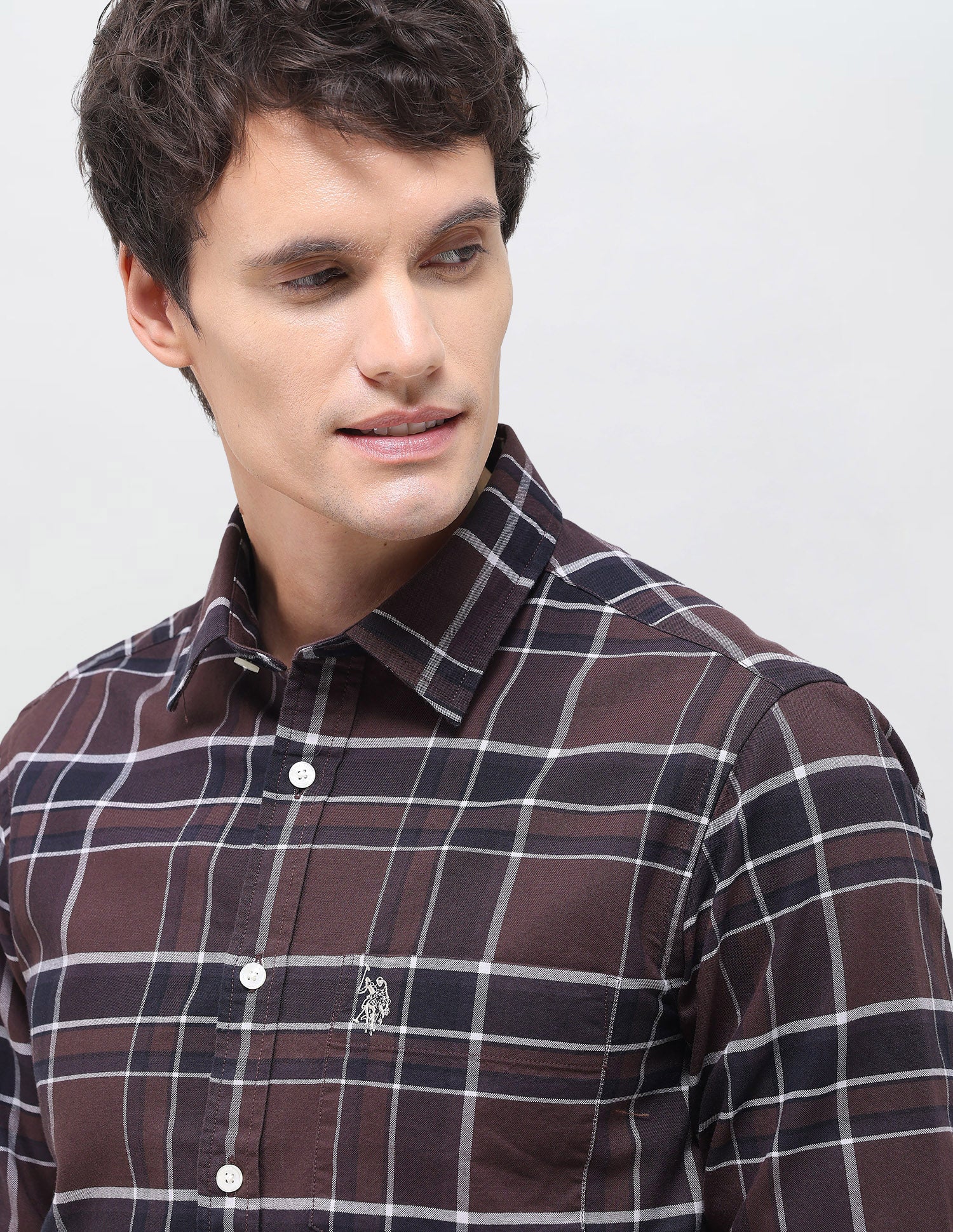 Oxford Grid Tattersall Checked Shirt Burgundy - U.S. Polo Assn. India | Large