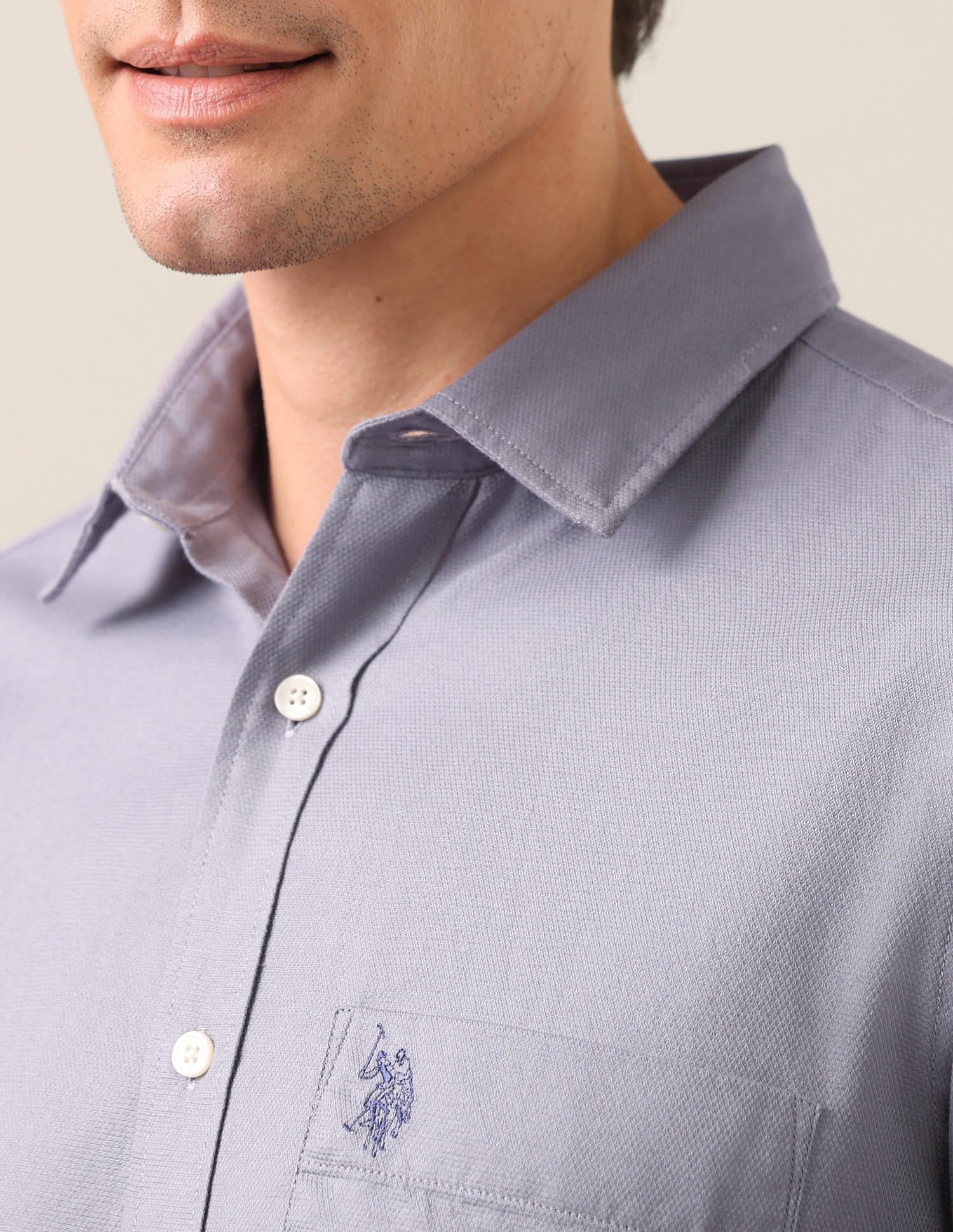 Solid Dobby Shirt Lavender - U.S. Polo Assn. India | Large