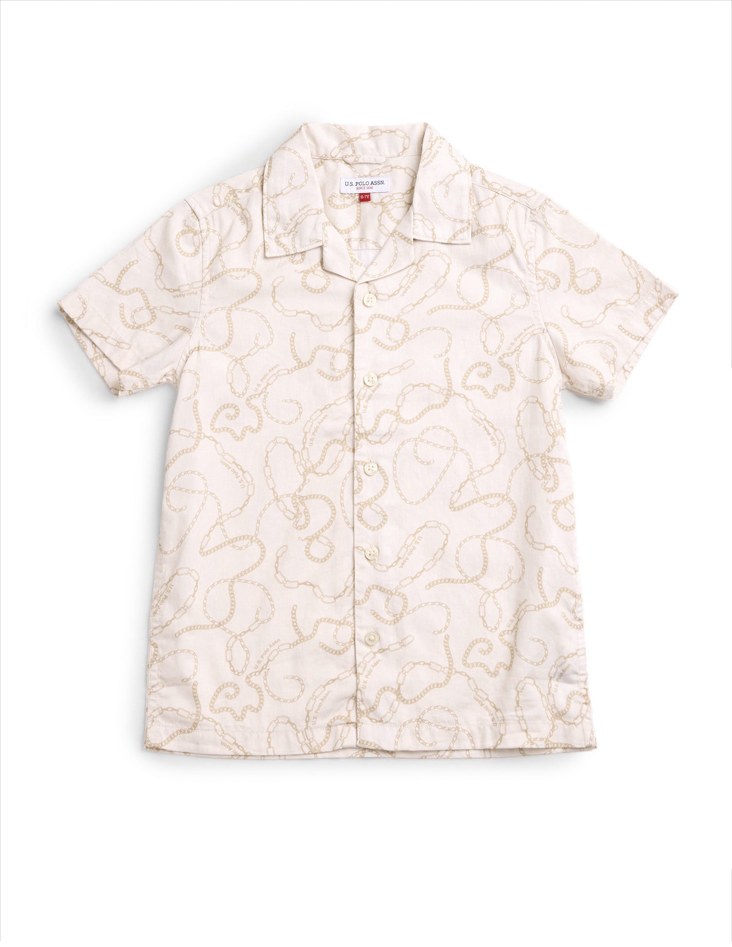 Boys All Over Printed Satin Shirt Off White - U.S. POLO ASSN. | Large