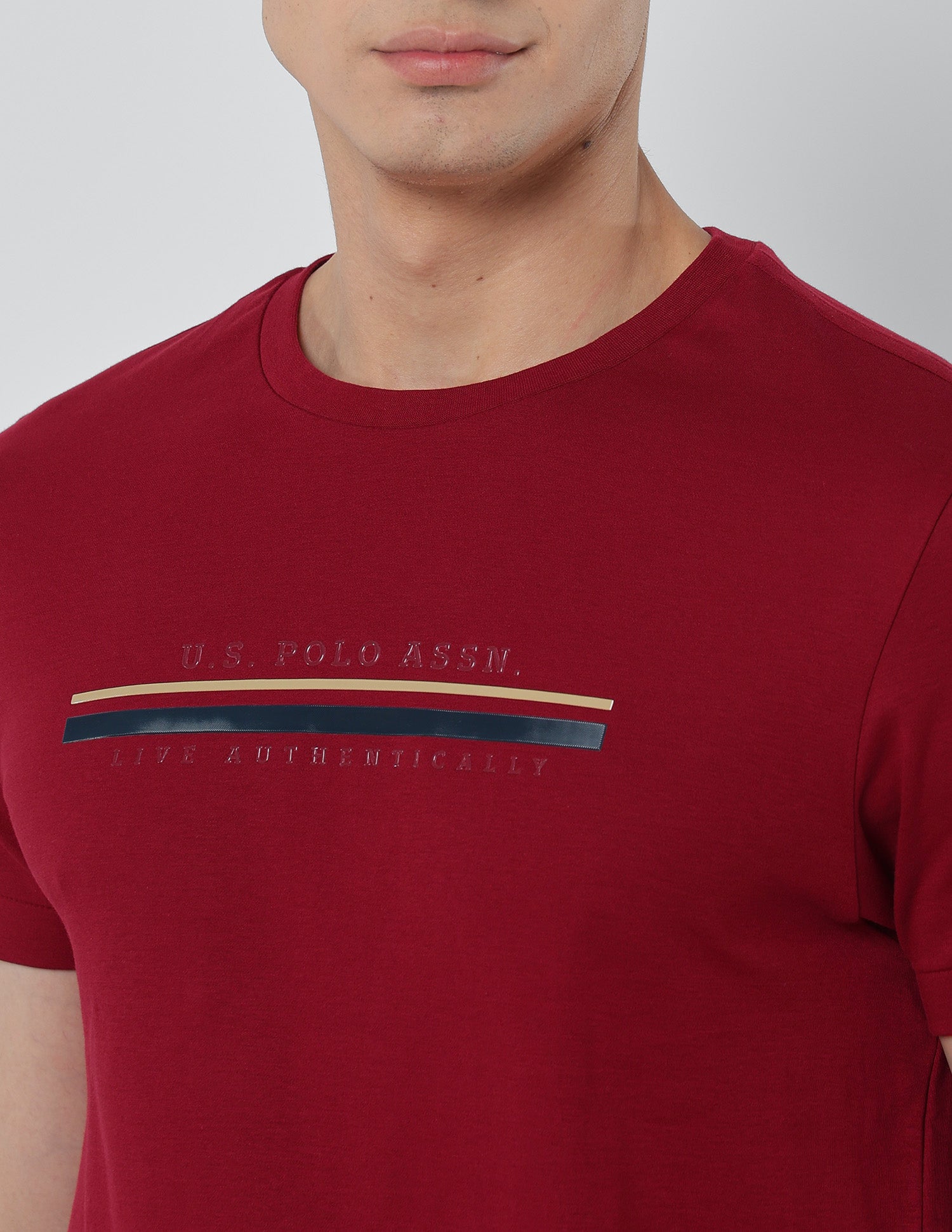 Brand Embossed Slim Fit T-Shirt Red - U.S. POLO ASSN. | Large