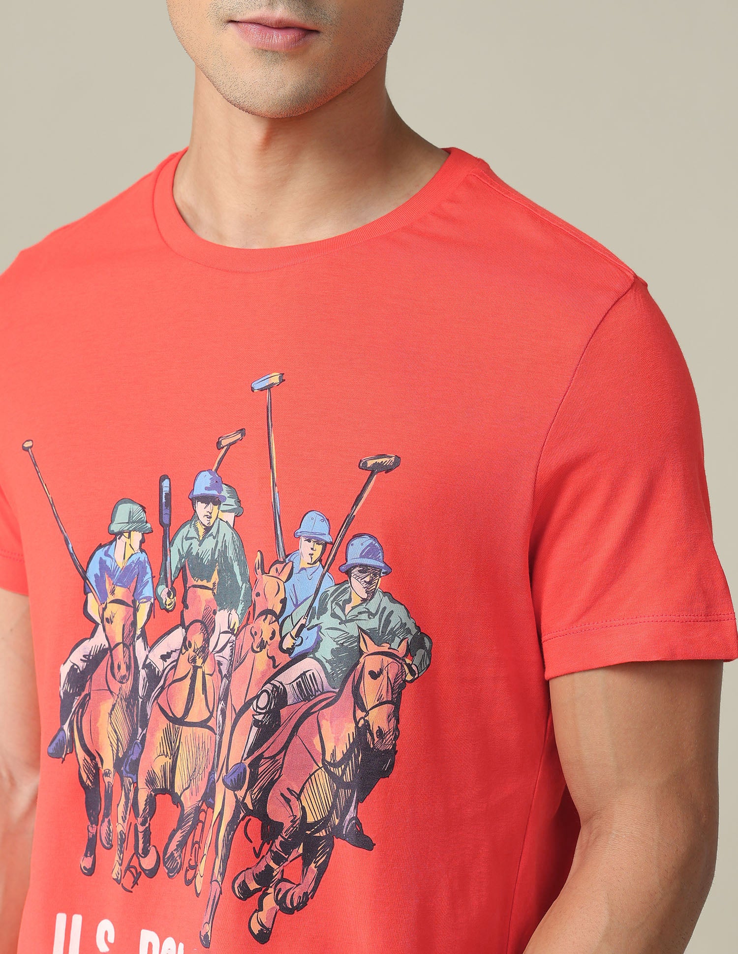 Bold Print Cotton T-Shirt Red - U.S. Polo Assn. India | Large
