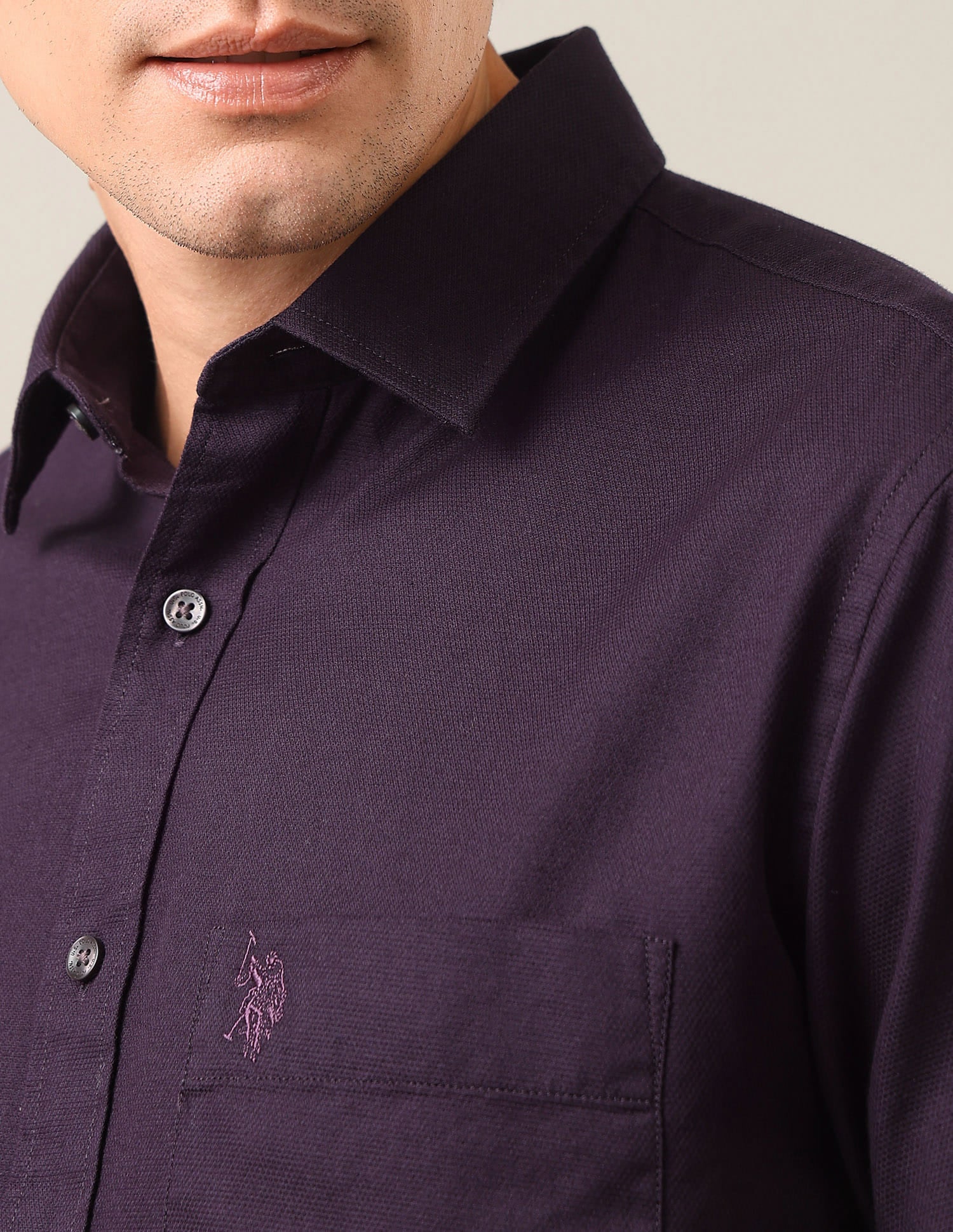 Solid Tailored Fit Shirt Purple - U.S. Polo Assn. India | Large