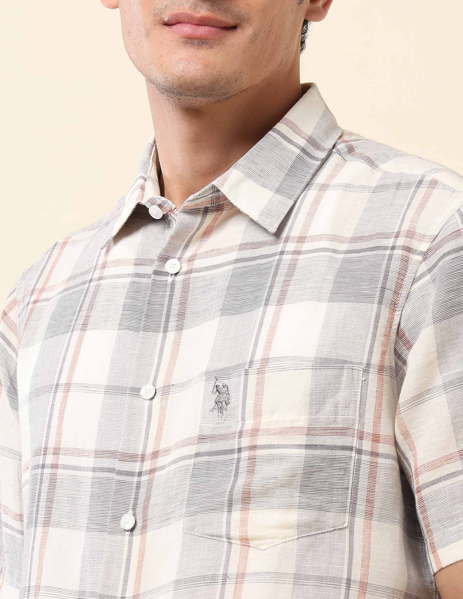 Plaid Checked Tailored Fit Shirt Grey - U.S. POLO ASSN. | Large