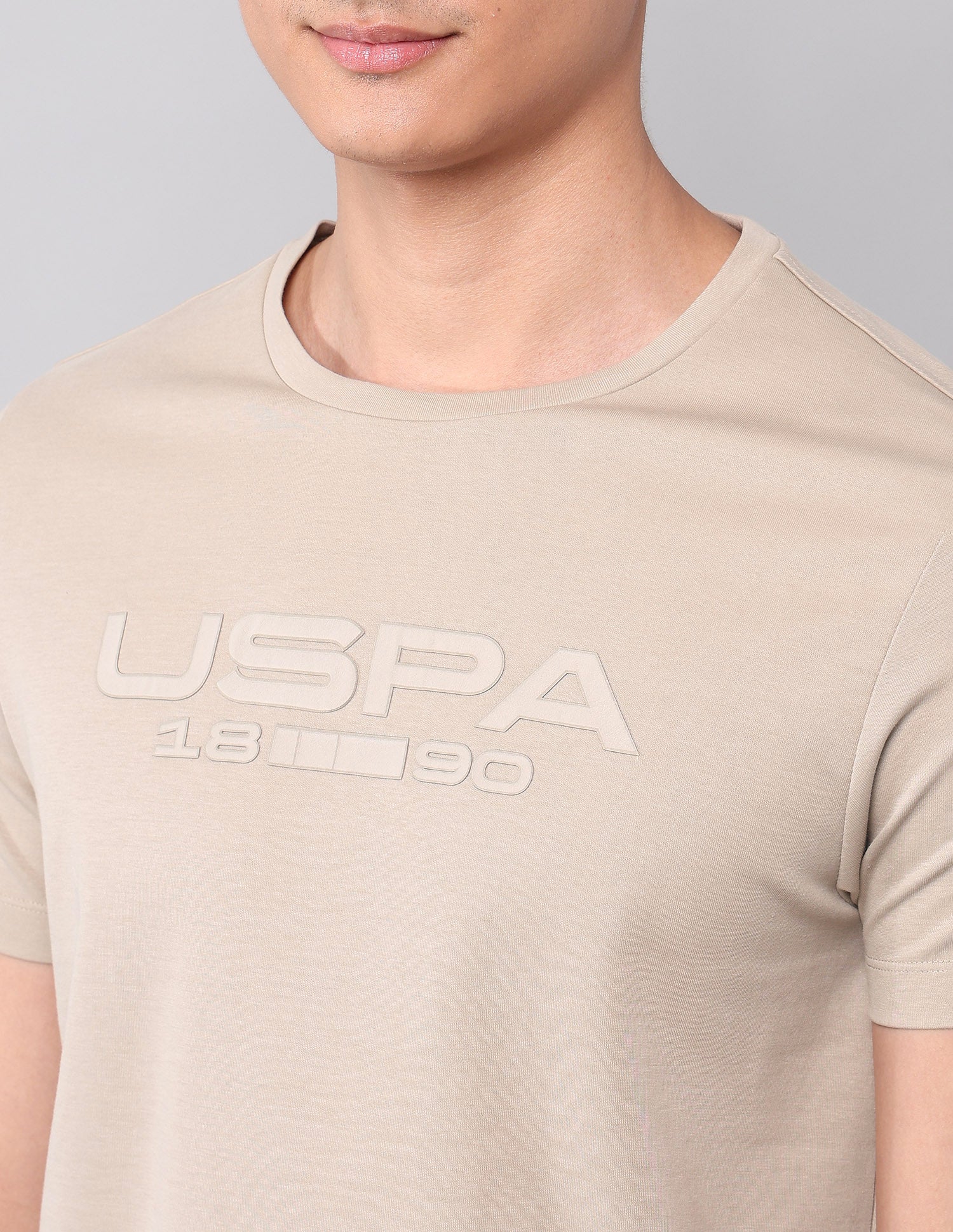 Brand Embossed Black Label T-Shirt Beige - U.S. Polo Assn. India | Large