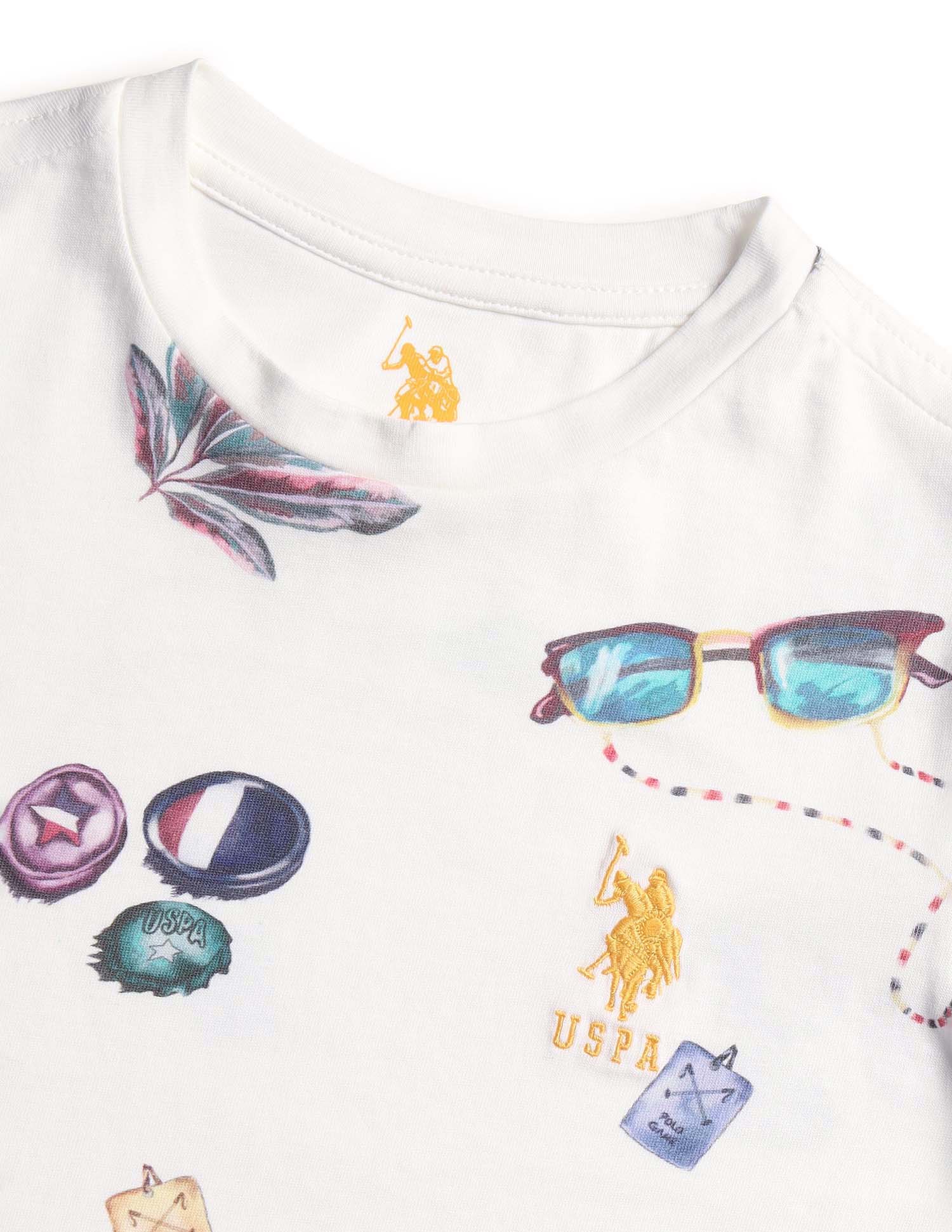 Boys Regular Fit All Over Printed T-Shirt White - U.S. POLO ASSN. | Large