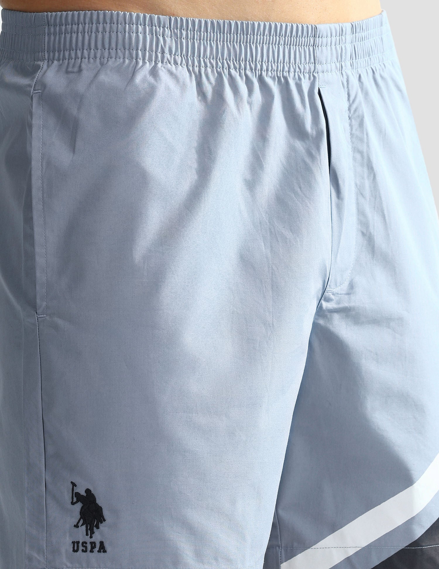 Mid Rise Solid OEX06 Shorts - Pack Of 1 Dusty Blue - U.S. POLO ASSN. | Large