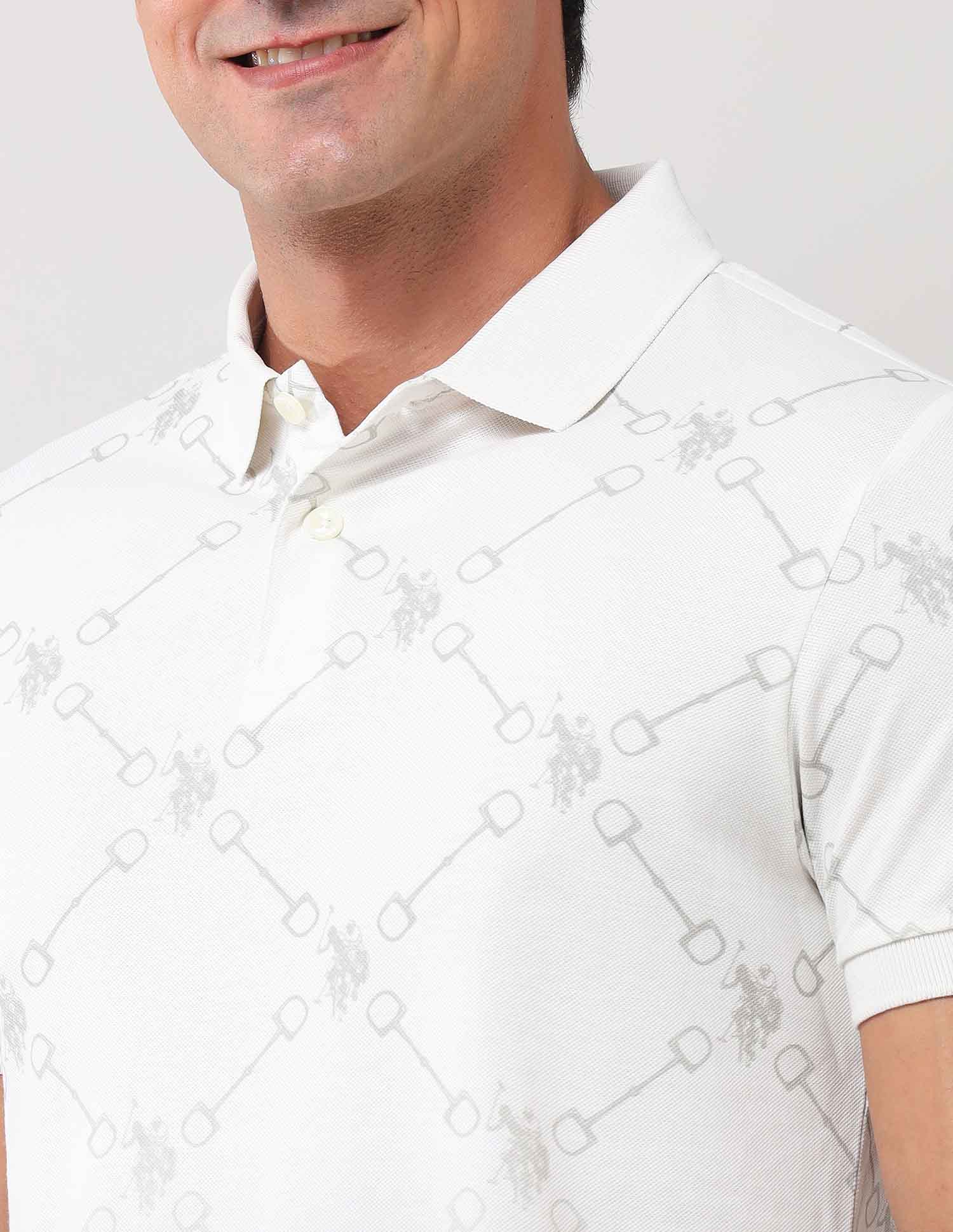 Brand Printed Muscle Fit Polo Shirt Grey - U.S. Polo Assn. India | Large