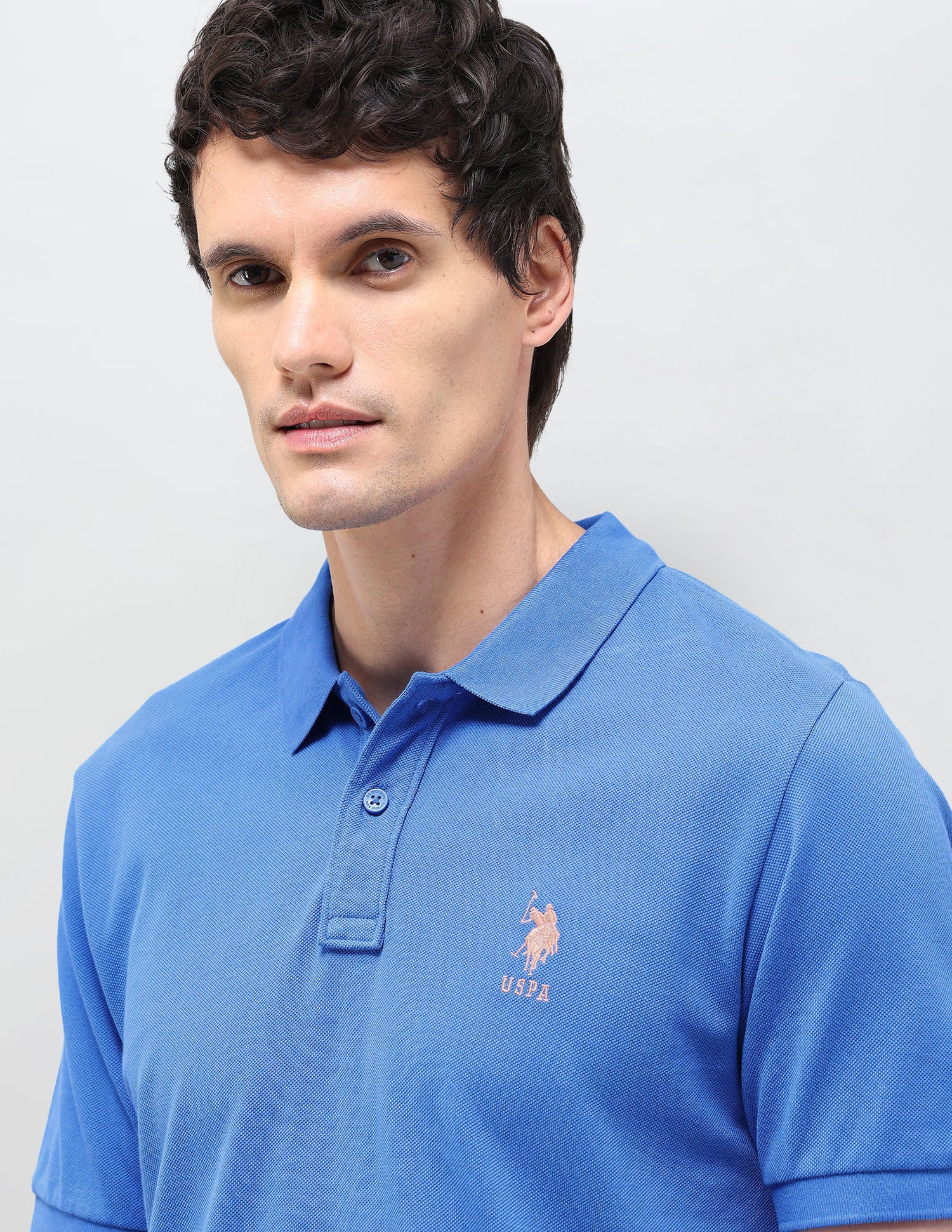 Solid Slim Fit Polo Shirt Blue - U.S. Polo Assn. India | Large