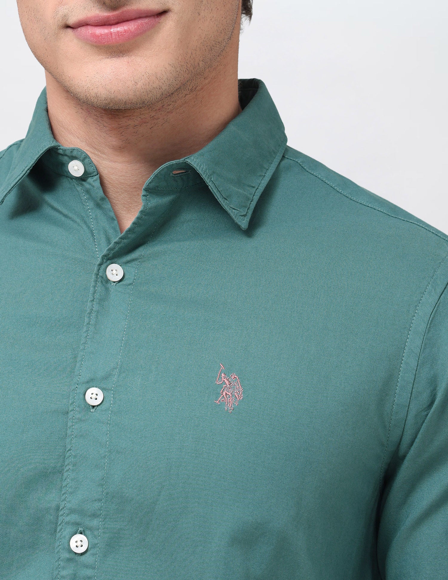 Solid Tailored Fit Shirt Green - U.S. Polo Assn. India | Large