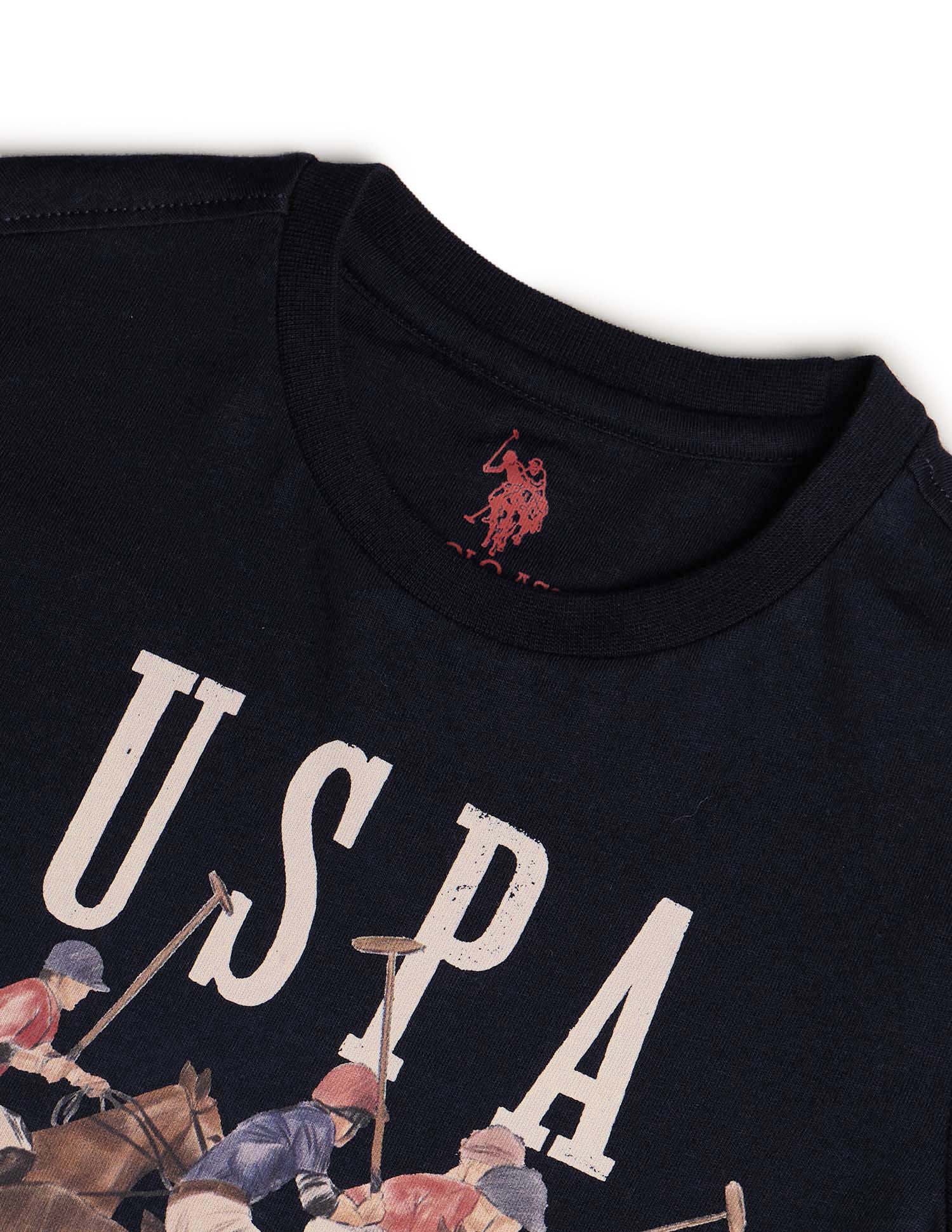 Boys Brand Printed Regular Fit T-Shirt Navy - U.S. POLO ASSN. | Large