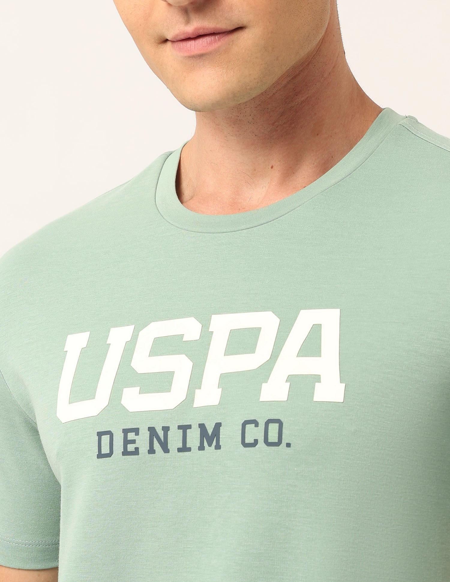 Brand Printed Muscle Fit T-Shirt Green - U.S. Polo Assn. India | Large