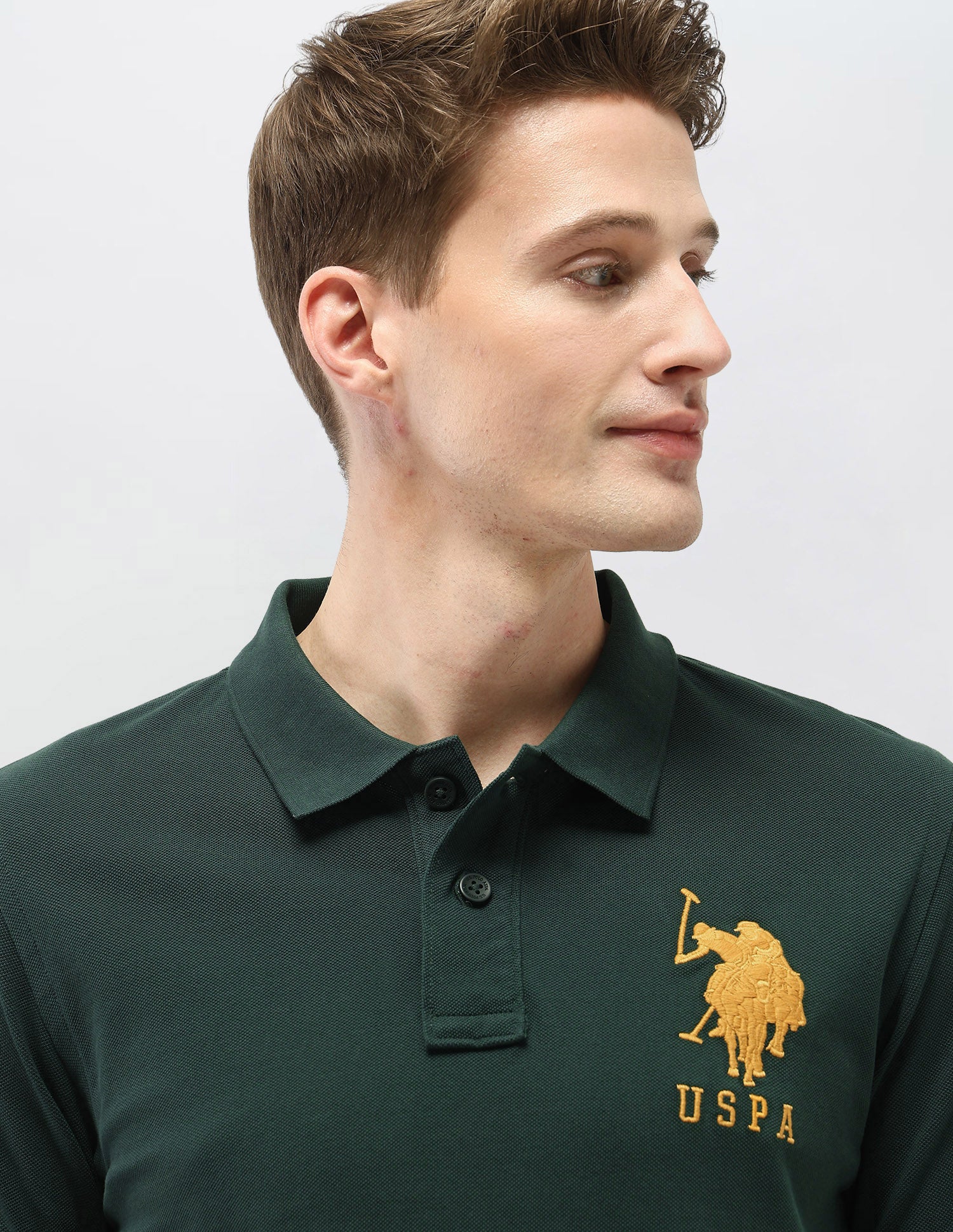 Solid Slim Fit Polo Shirt Olive - U.S. Polo Assn. India | Large