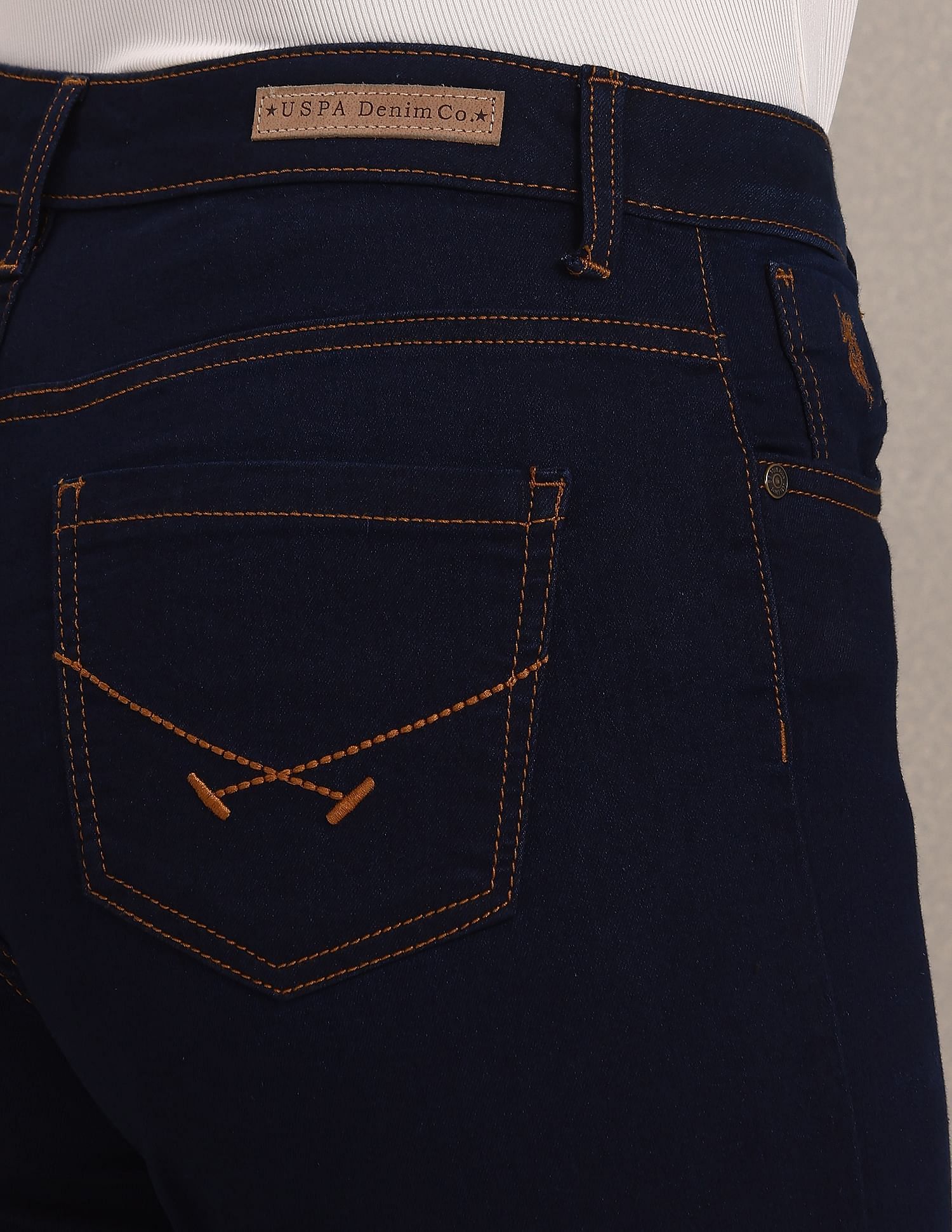 Mid Rise Skinny Fit Rinsed Jeans Dark Blue - U.S. Polo Assn. India | Large