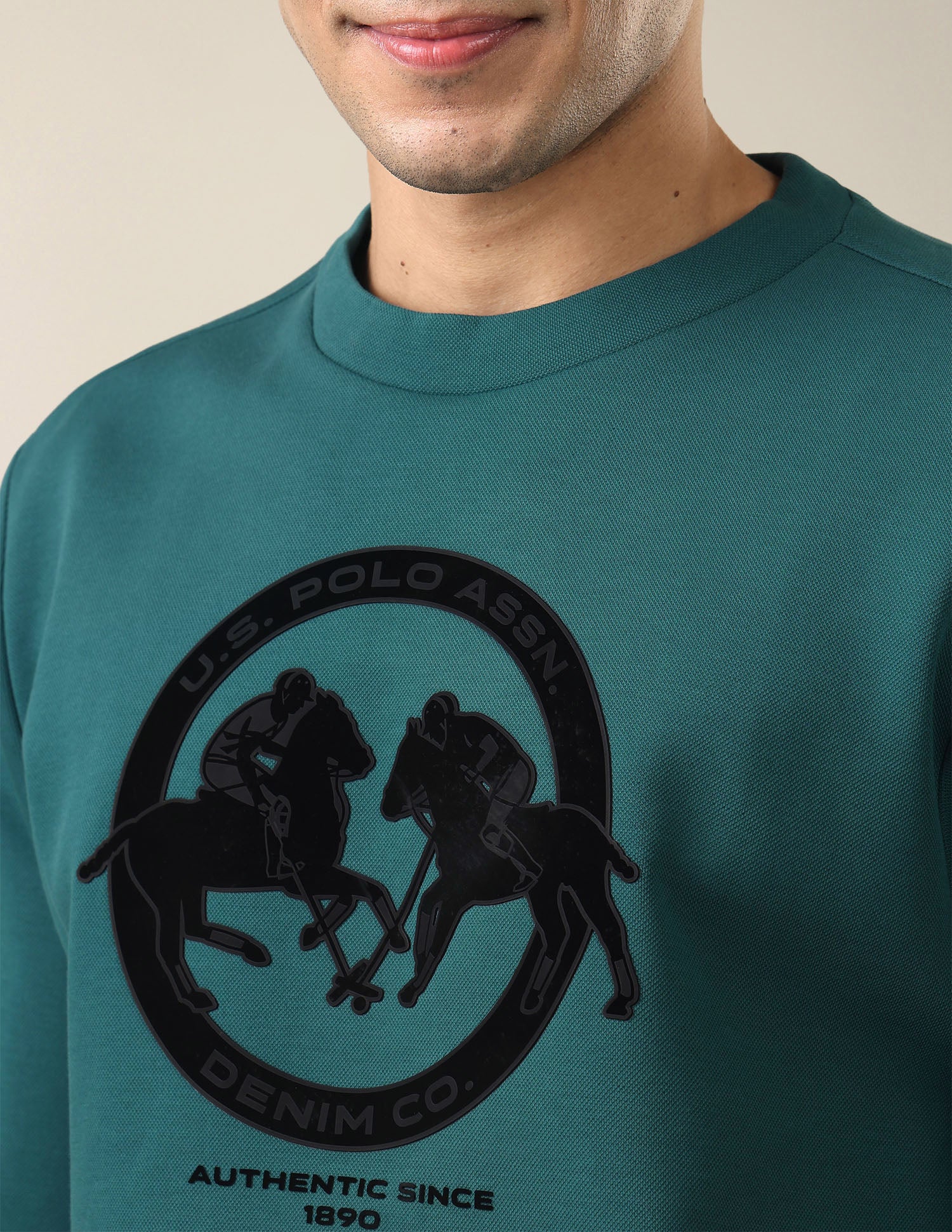 Graphic Brand Applique Regular Fit Sweatshirt Teal - U.S. Polo Assn. India | Large