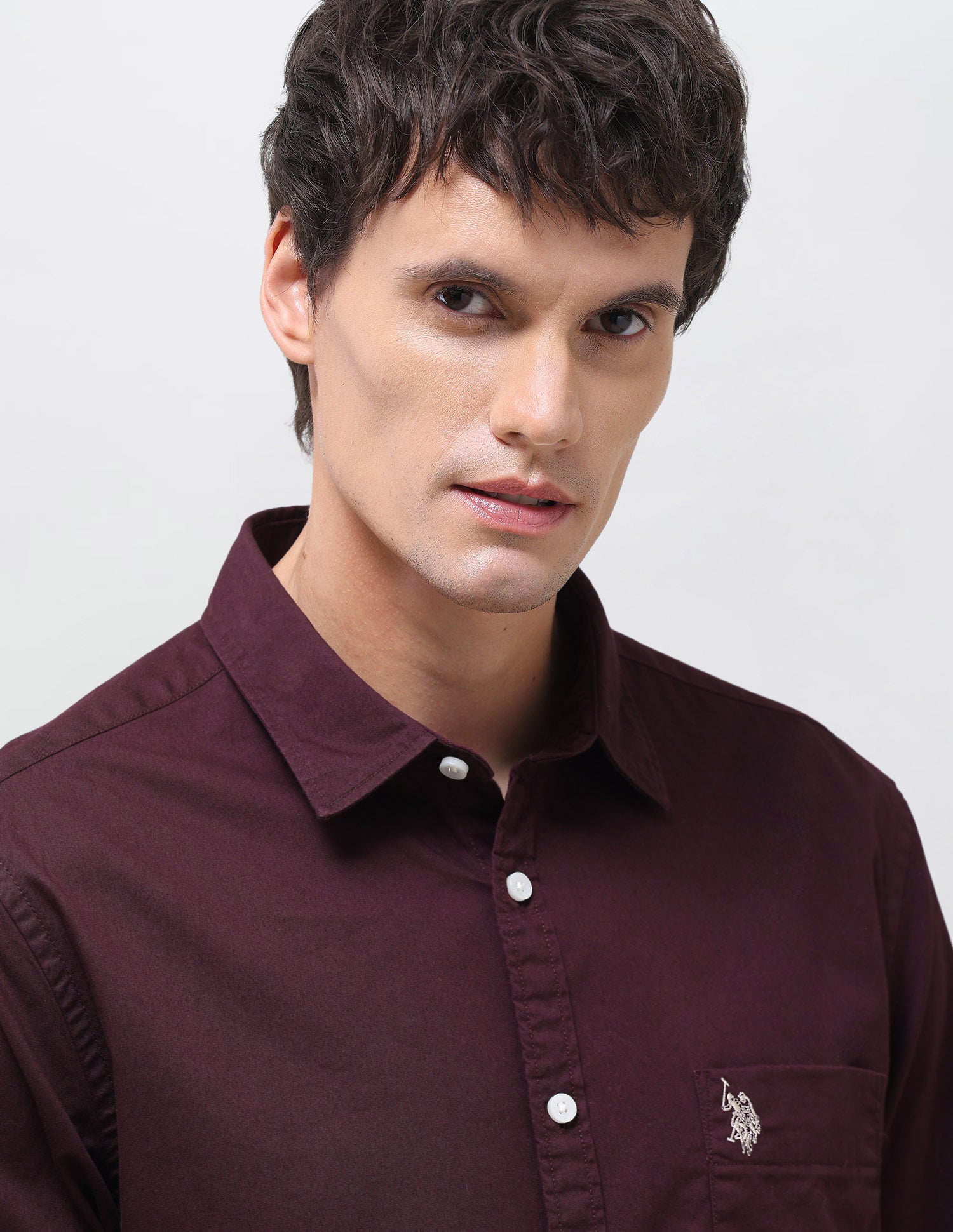 Twill Solid Shirt Burgundy - U.S. Polo Assn. India | Large