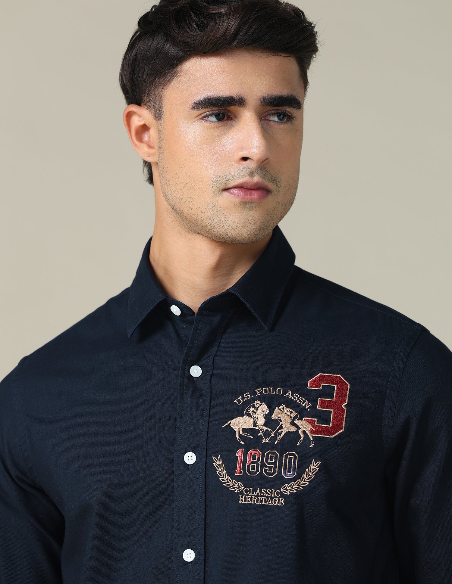 Oxford Tailored Fit Shirt Navy - U.S. POLO ASSN. | Large