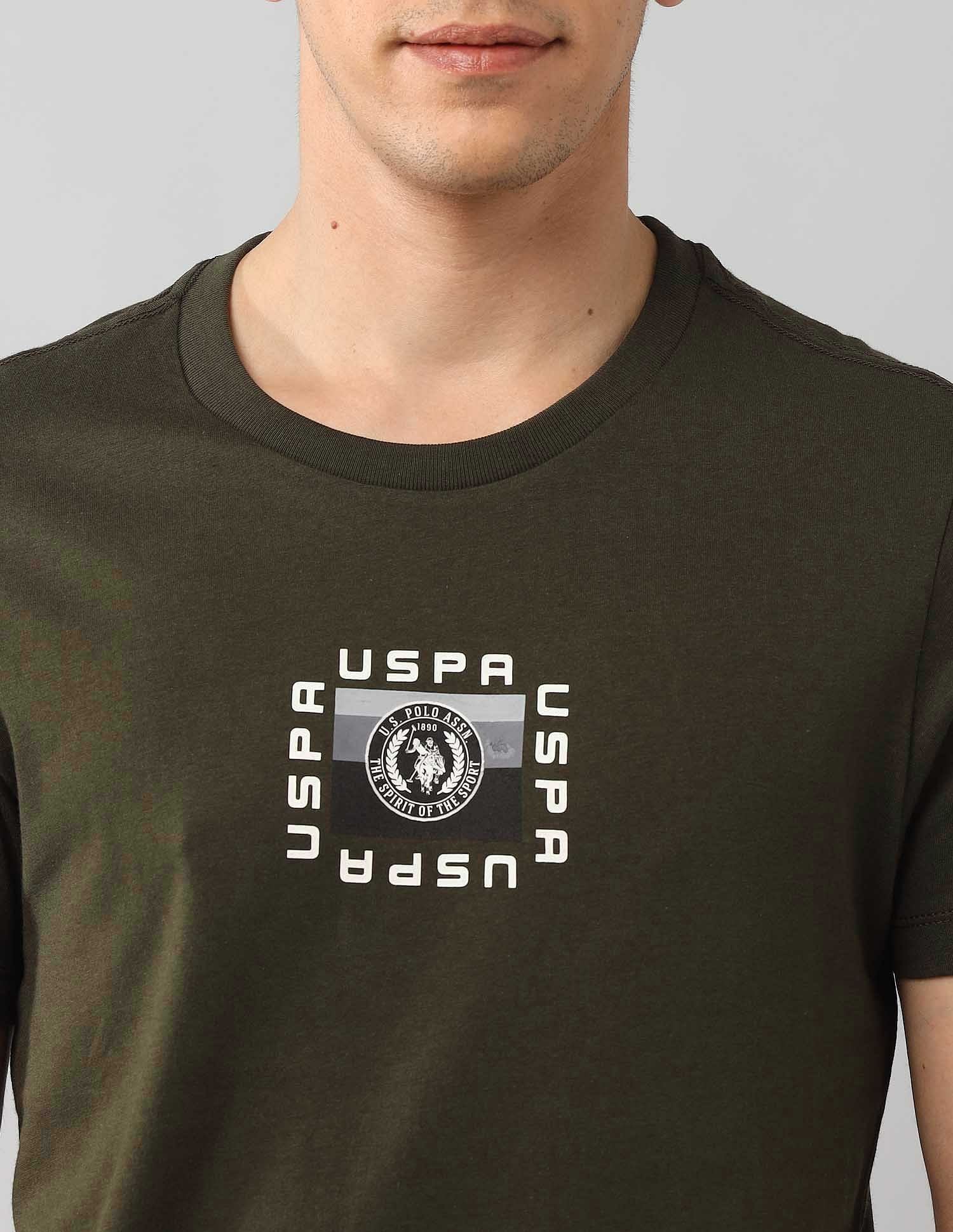 Muscle Fit Graphic Printed T-Shirt Olive - U.S. Polo Assn. India | Large