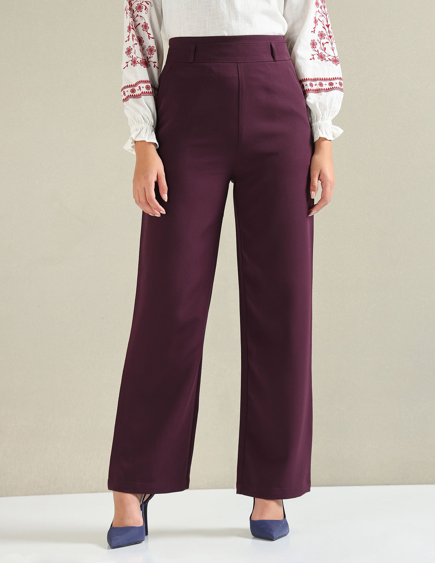 Wide Leg Satin Trousers Wine - U.S. POLO ASSN. | Large