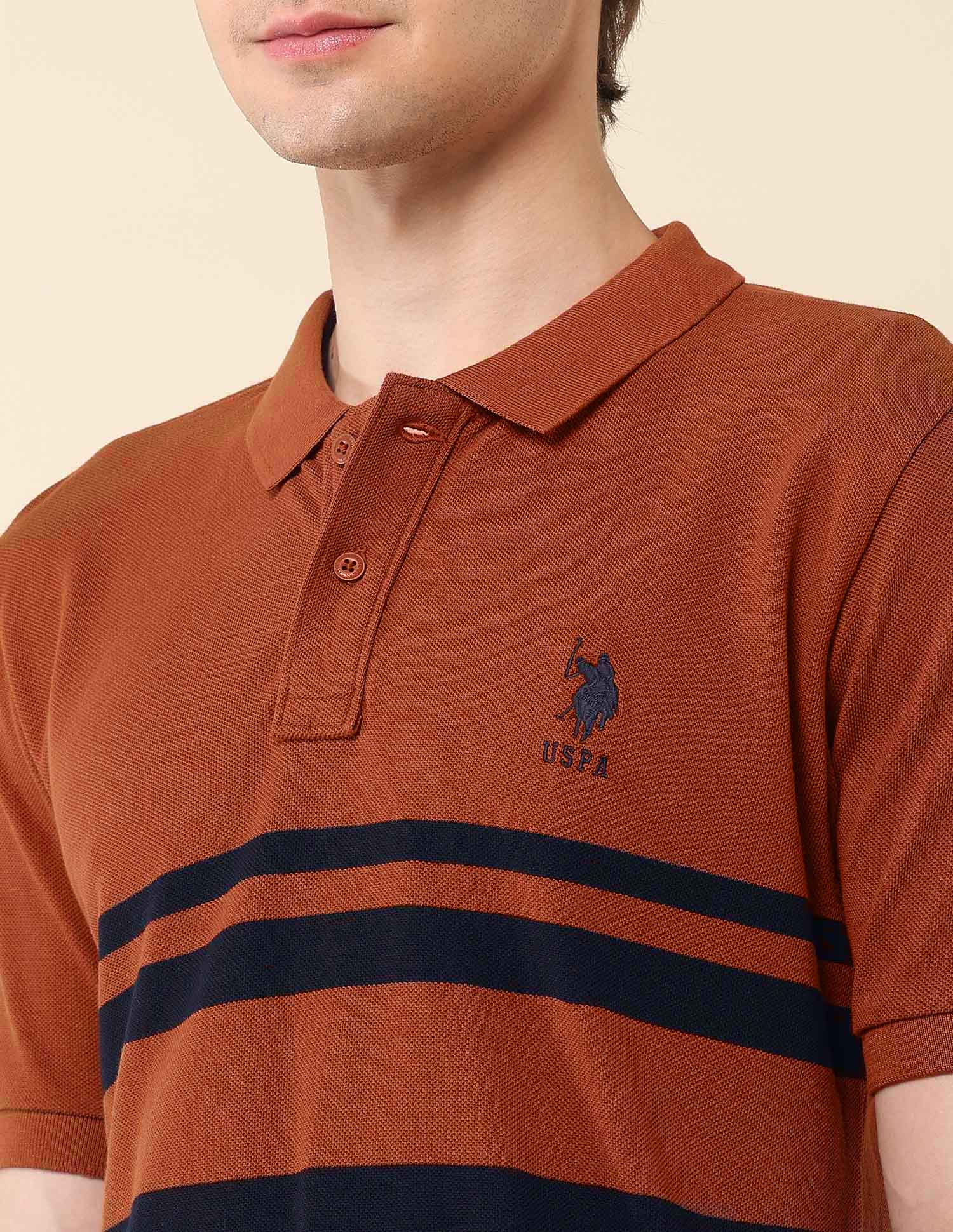 Horizontal Striped Classic Polo Shirt Rust - U.S. POLO ASSN. | Large