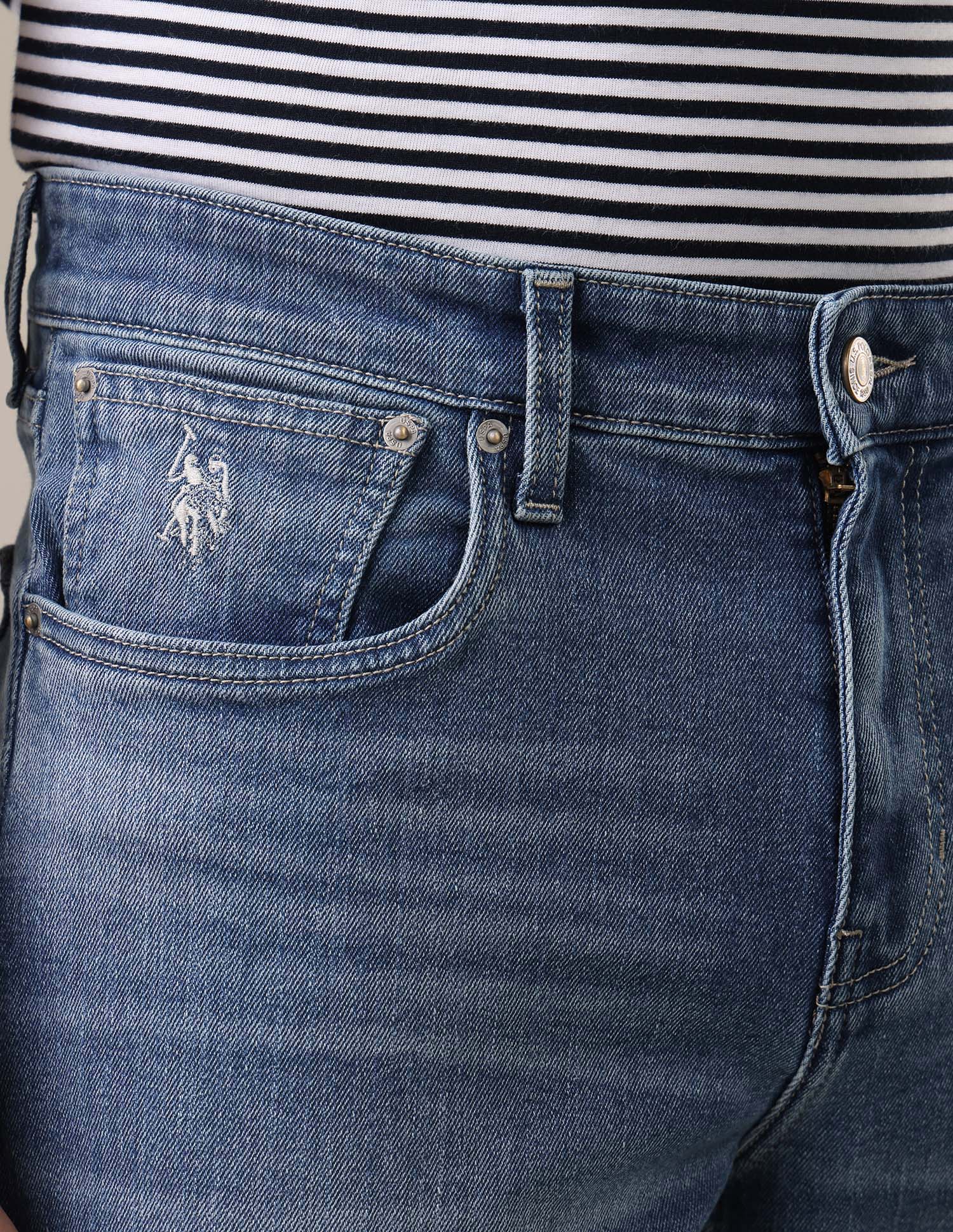Shawn Relaxed Fit Blue Jeans Mid Blue - U.S. Polo Assn. India | Large