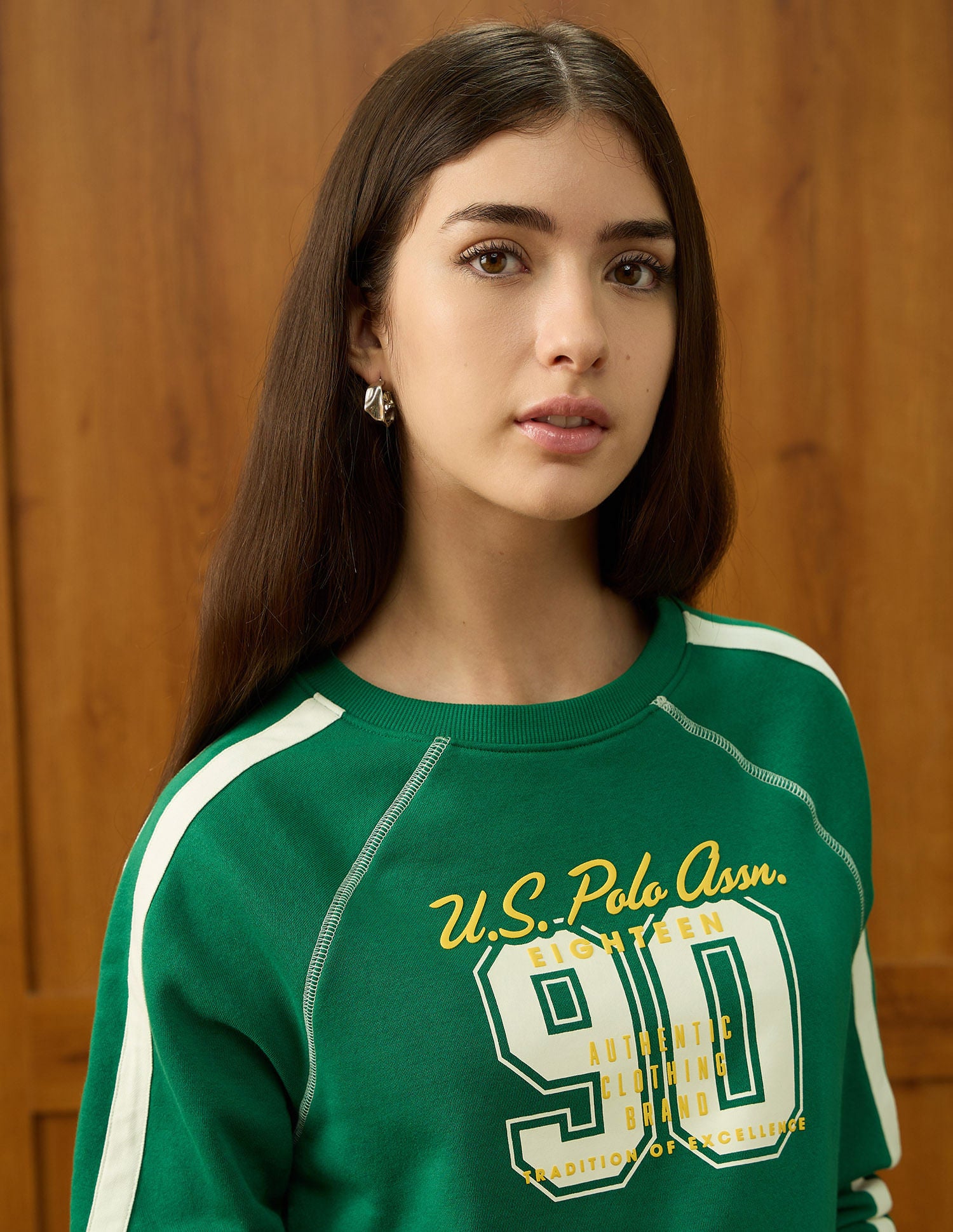 Brand Printed Regular Fit Sweatshirt Green - U.S. POLO ASSN. | Large