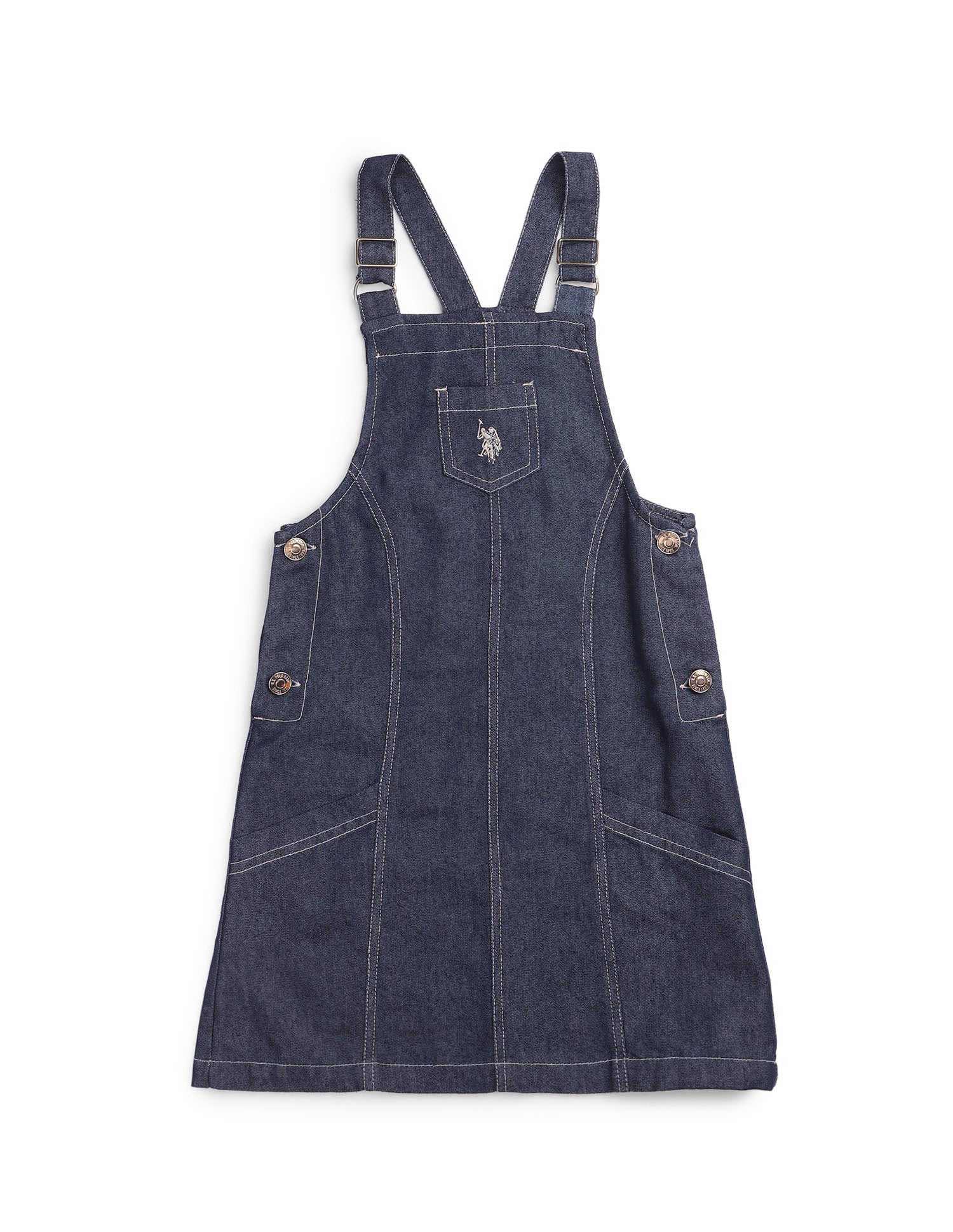 Girls Solid Dungaree Dress Dark Blue - U.S. POLO ASSN. | Large
