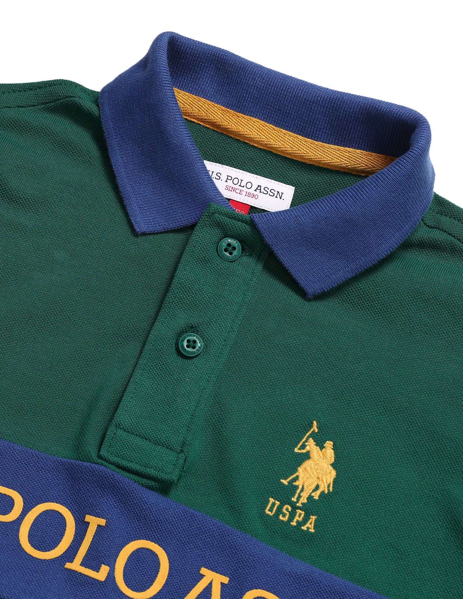 Boys Brand Printed Regular Fit T-Shirt Green - U.S. POLO ASSN. | Large