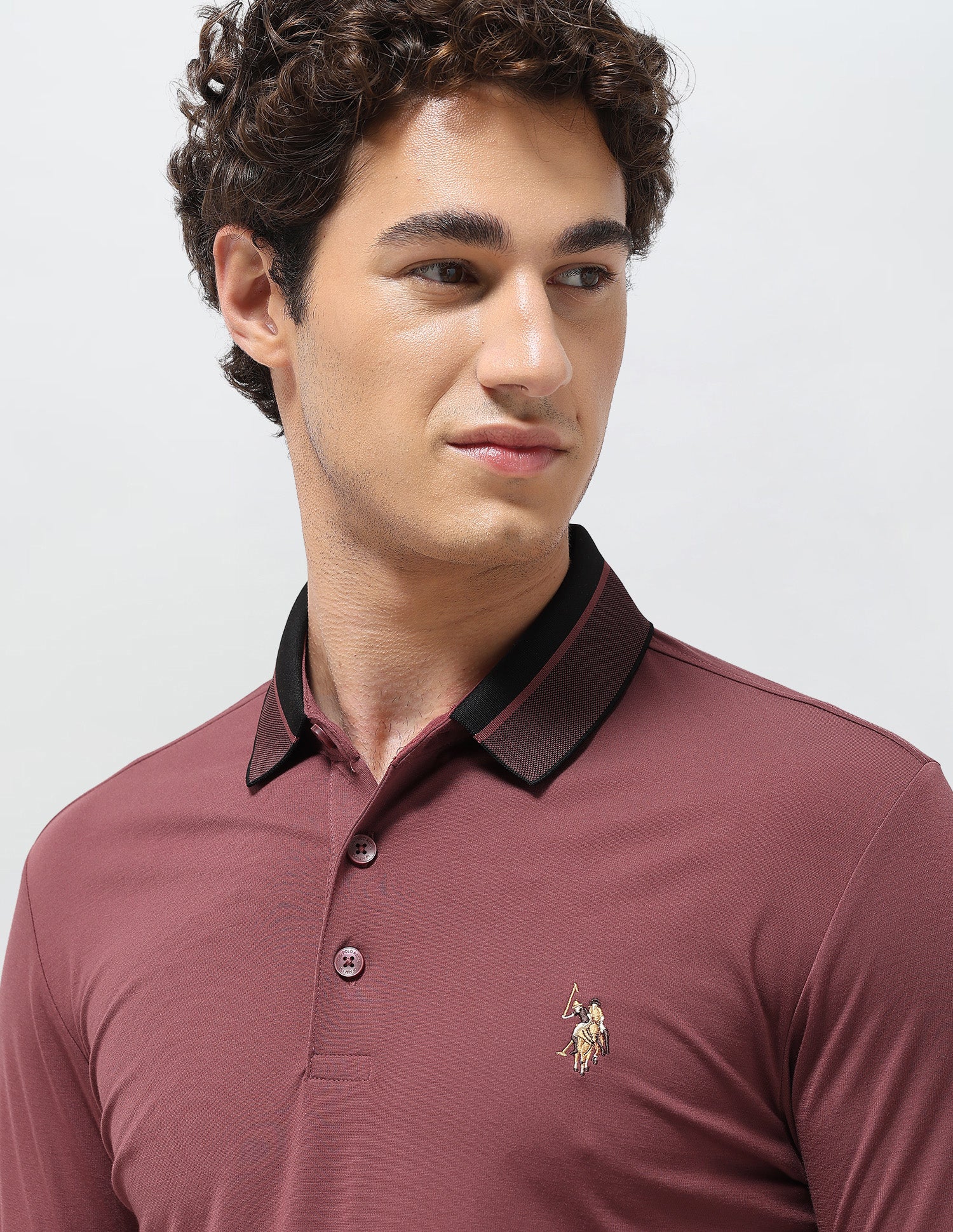 Solid Slim Fit Polo Shirt Dark Pink - U.S. Polo Assn. India | Large