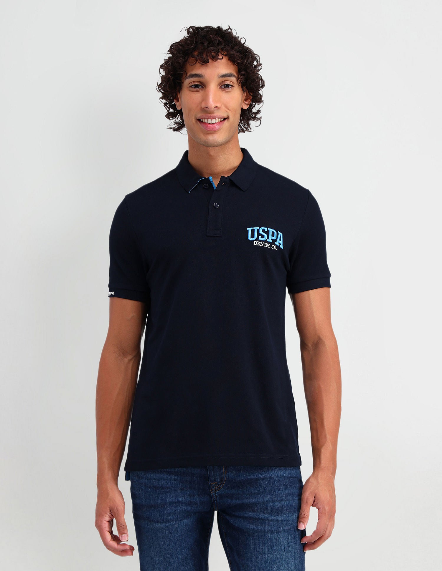 Muscle Fit Pure Cotton Polo Shirt Navy - U.S. Polo Assn. India | Large
