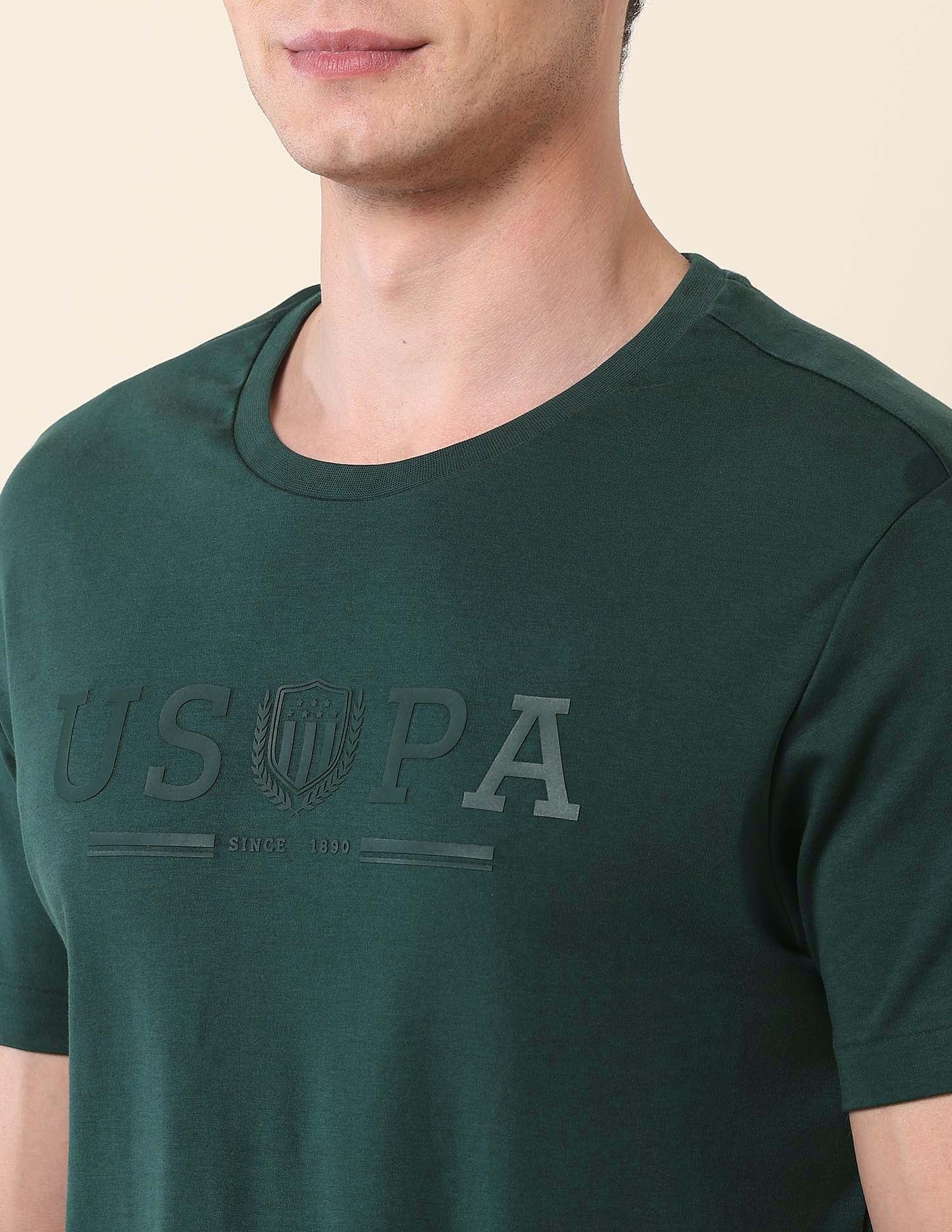 Brand Printed Gold Cup T-Shirt Dark Green - U.S. Polo Assn. India | Large