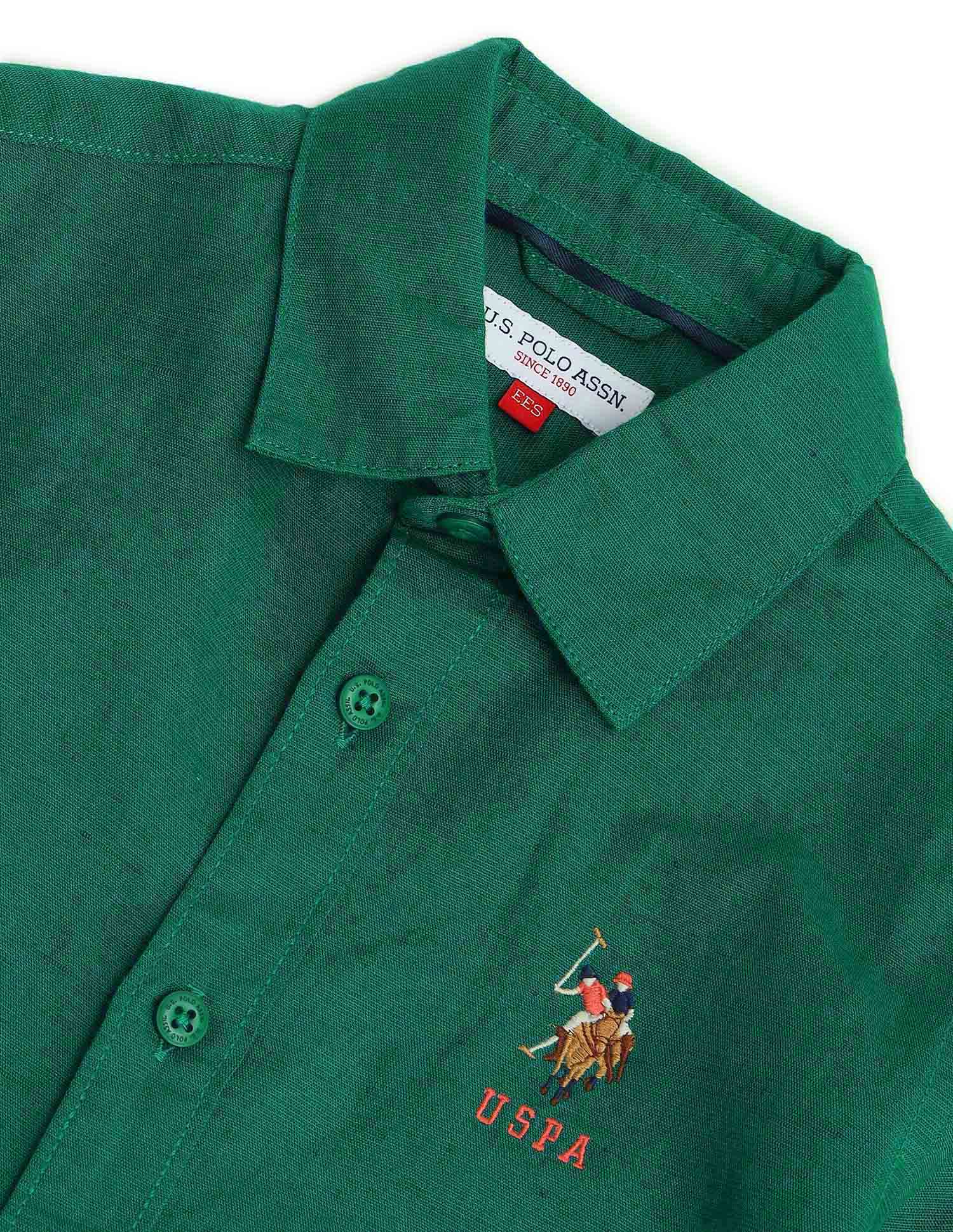 Boys Spread Collar Regular Fit Shirt Green - U.S. POLO ASSN. | Large