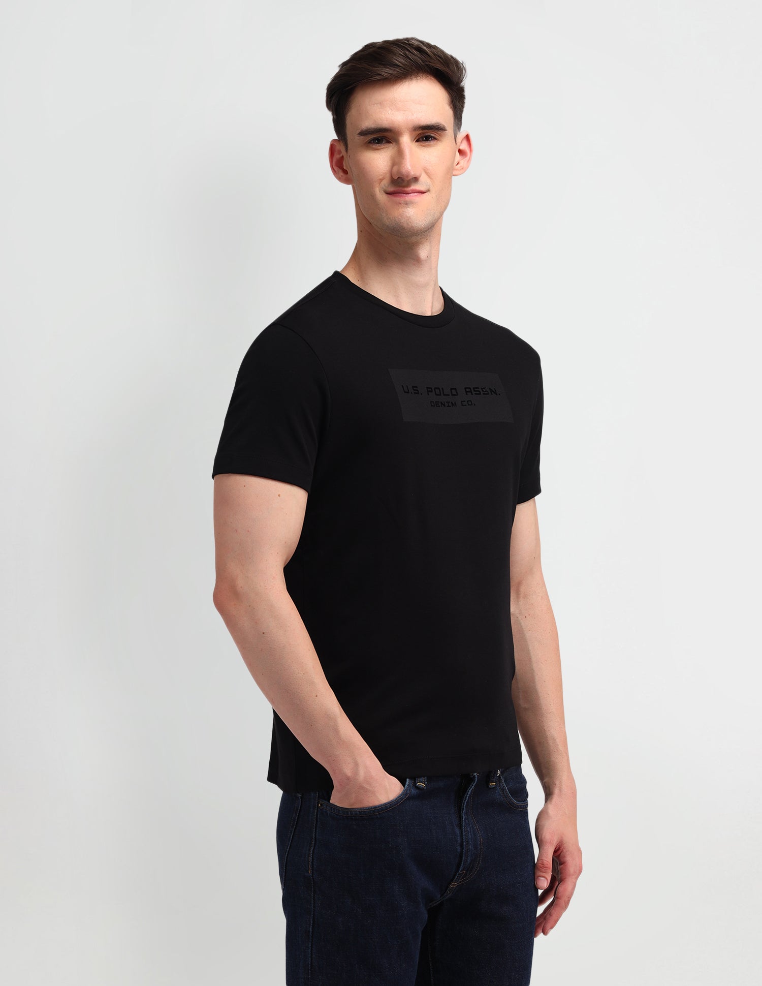 Brand Printed Muscle Fit T-Shirt D Black - U.S. POLO ASSN. | Large