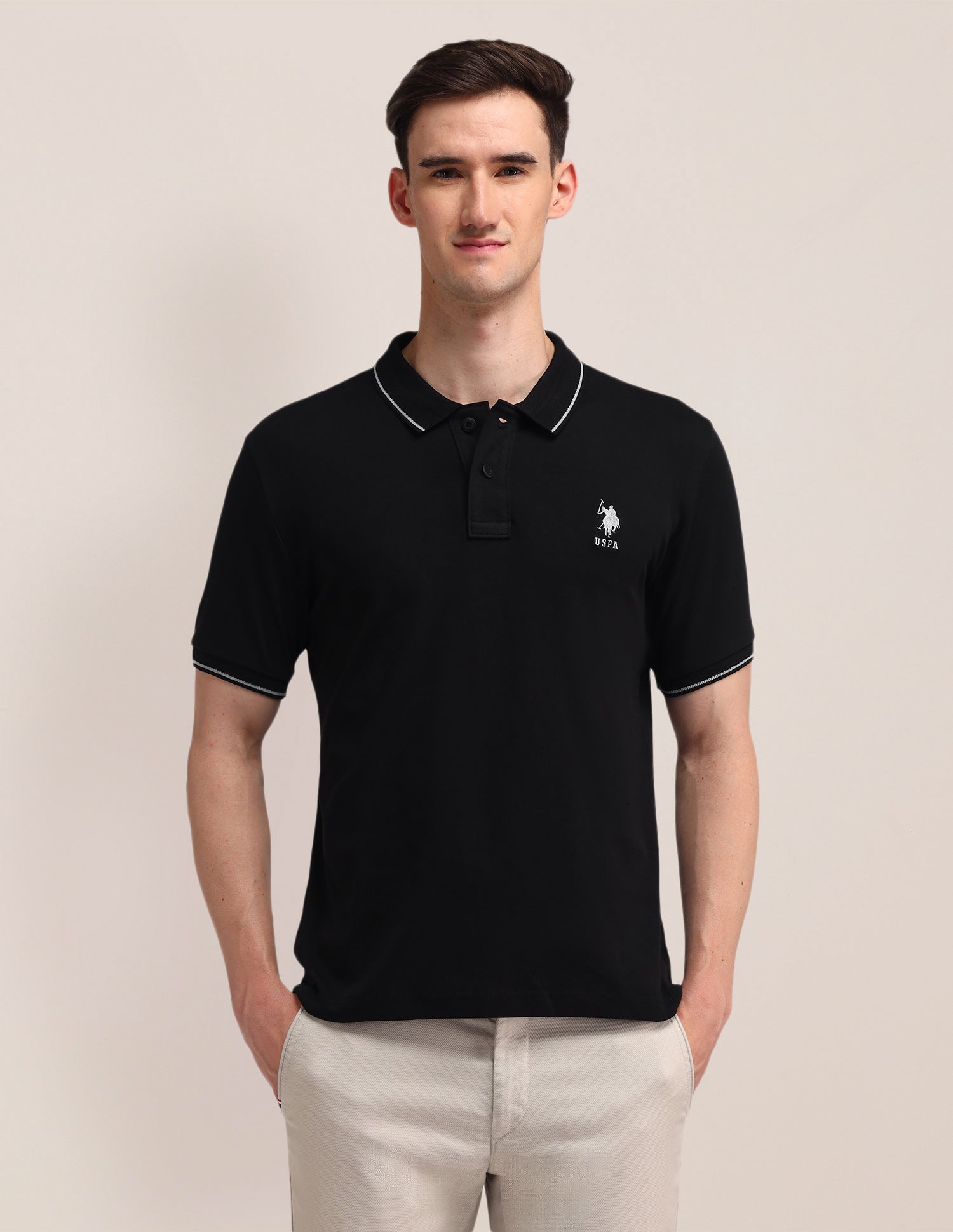 Solid Slim Fit Polo Shirt Black - U.S. POLO ASSN. | Large