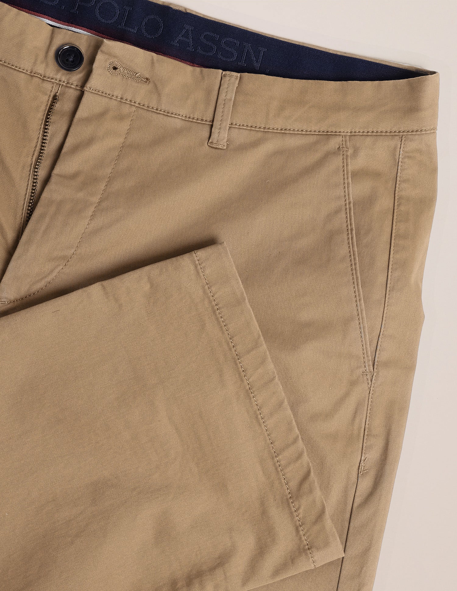 Riley Straight Fit Regular Trousers Khaki - U.S. POLO ASSN. | Large