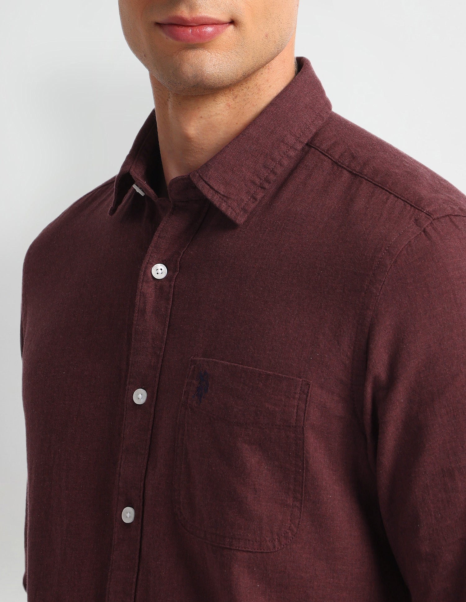 Solid Slim Fit Shirt Maroon - U.S. Polo Assn. India | Large