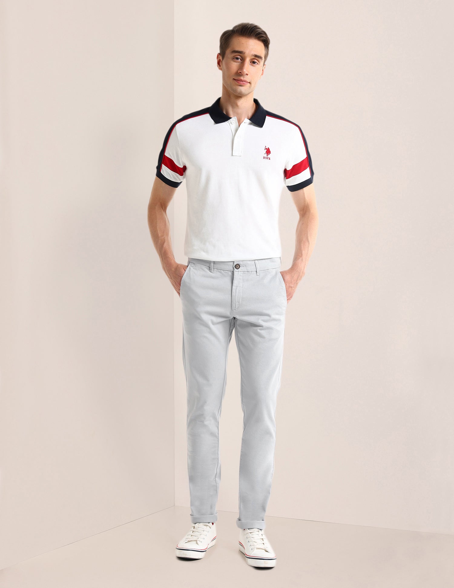 Denver Slim Fit Regular Trousers Light-Grey - U.S. POLO ASSN. | Large