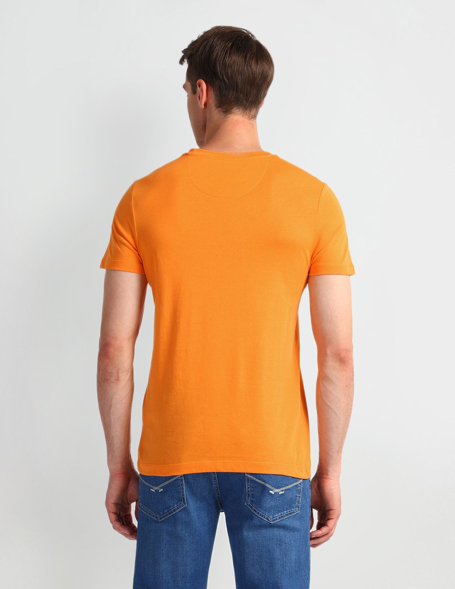 Typography Printed Muscle Fit T-Shirt Orange - U.S. Polo Assn. India | Large