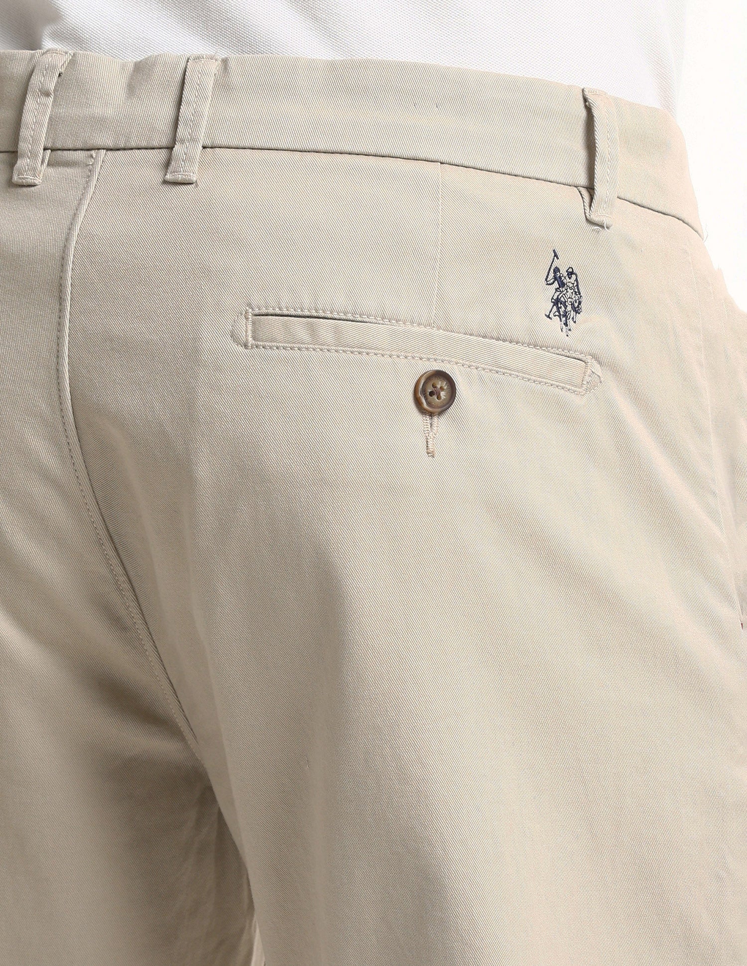 Riley Straight Fit Twill Trousers Beige - U.S. POLO ASSN. | Large