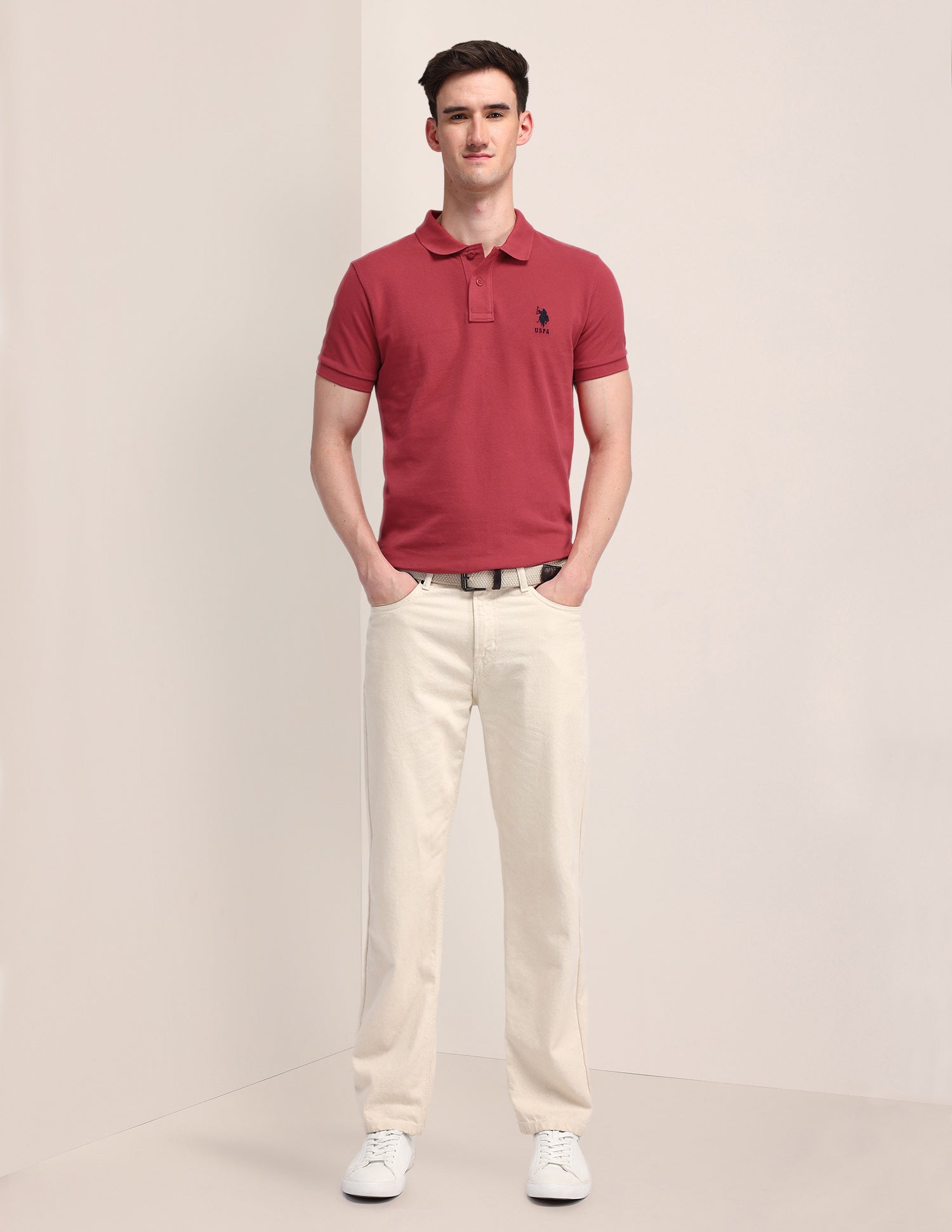 Solid Slim Fit Polo Shirt Red - U.S. Polo Assn. India | Large