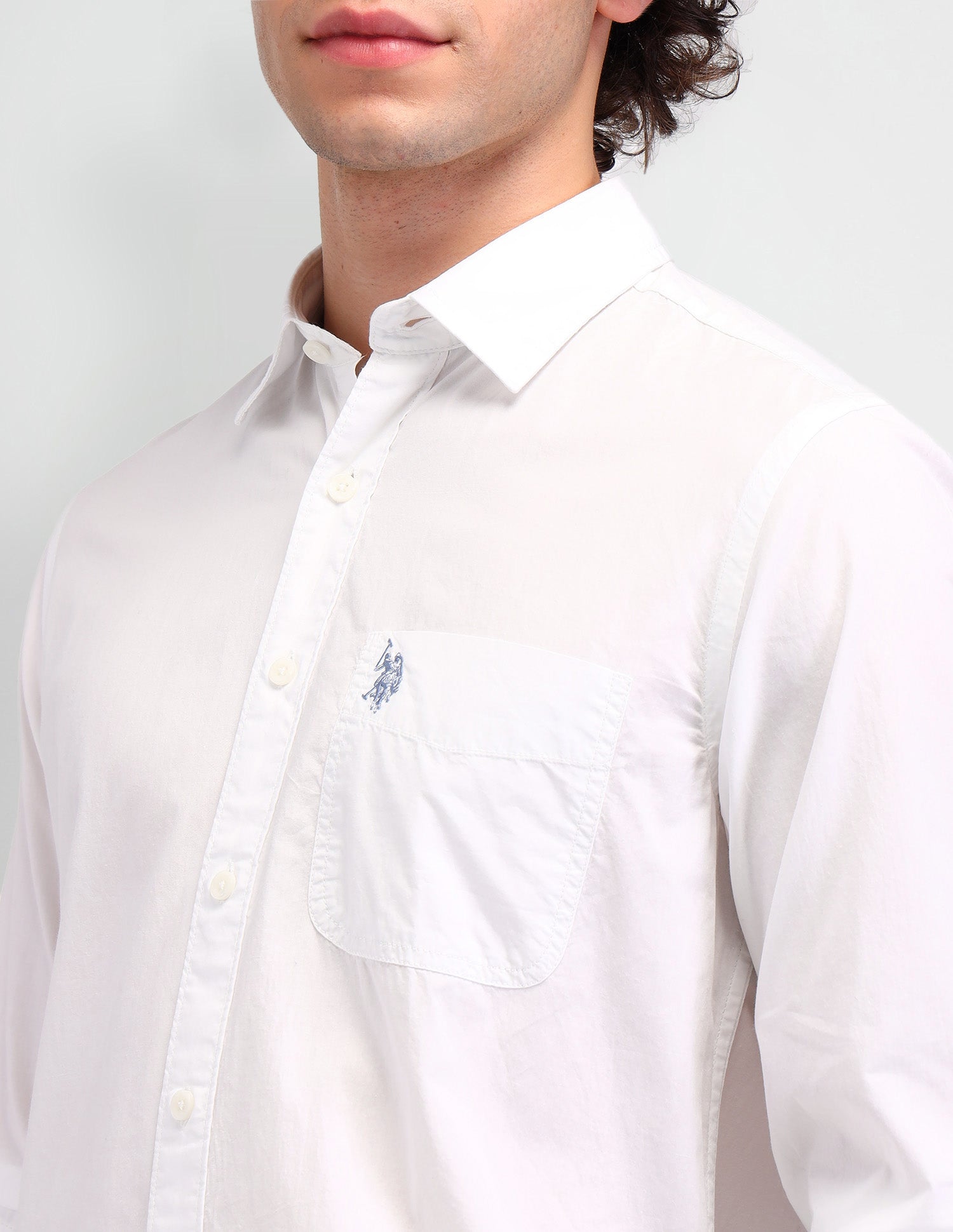 Slim Fit Cotton Shirt White - U.S. Polo Assn. India | Large