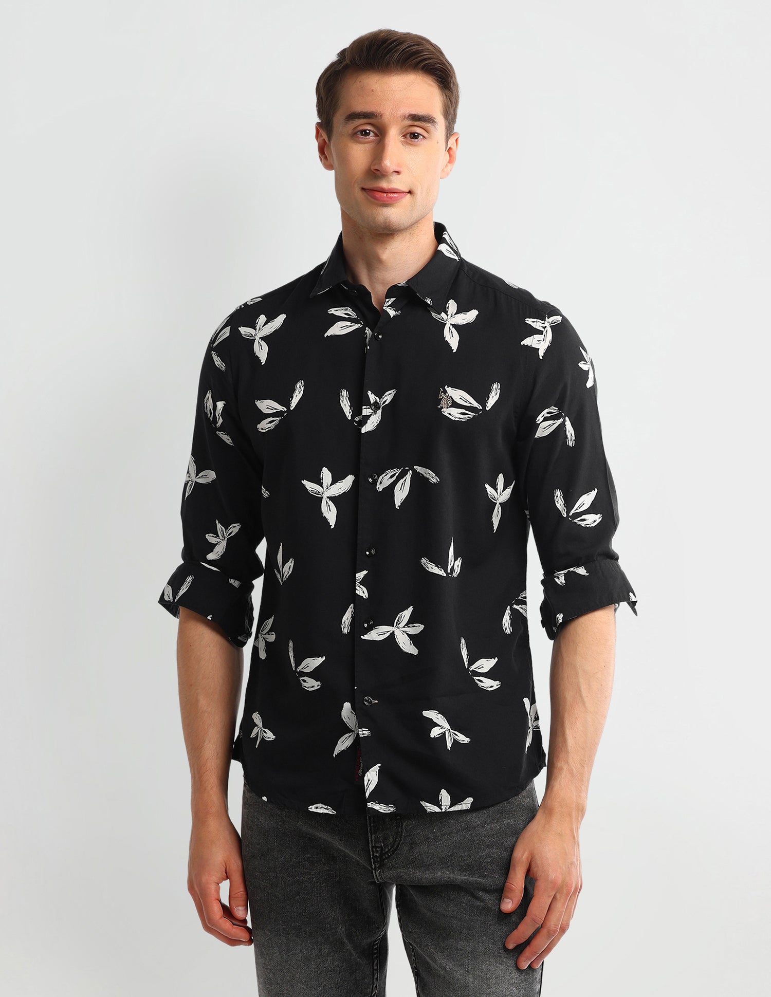 Floral Slim Fit Shirt Black - U.S. Polo Assn. India | Large