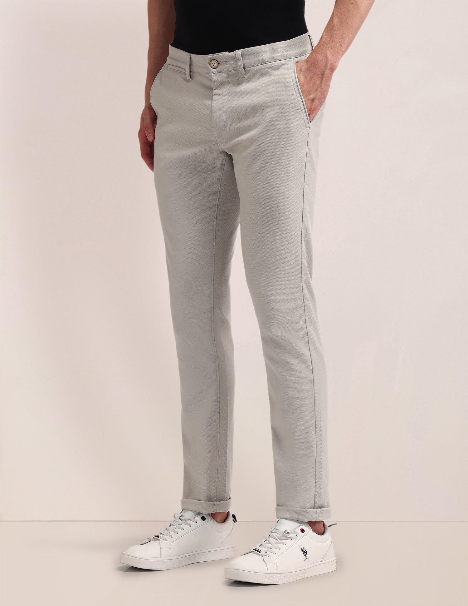 Austin Slim Fit Pleated Front Trousers Stone - U.S. POLO ASSN. | Large