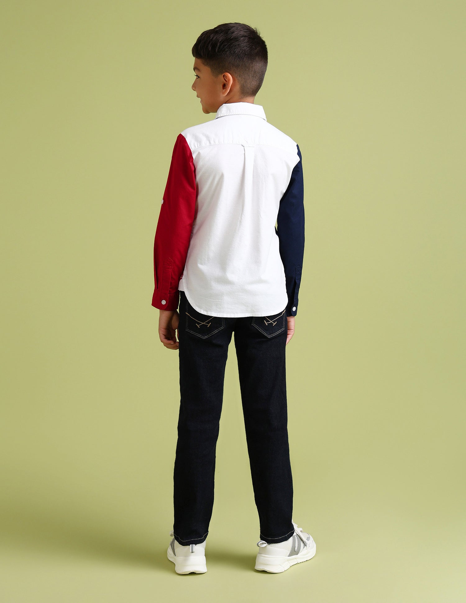 Boys Regular Fit Colour Blocked Shirt White - U.S. Polo Assn. India | Large