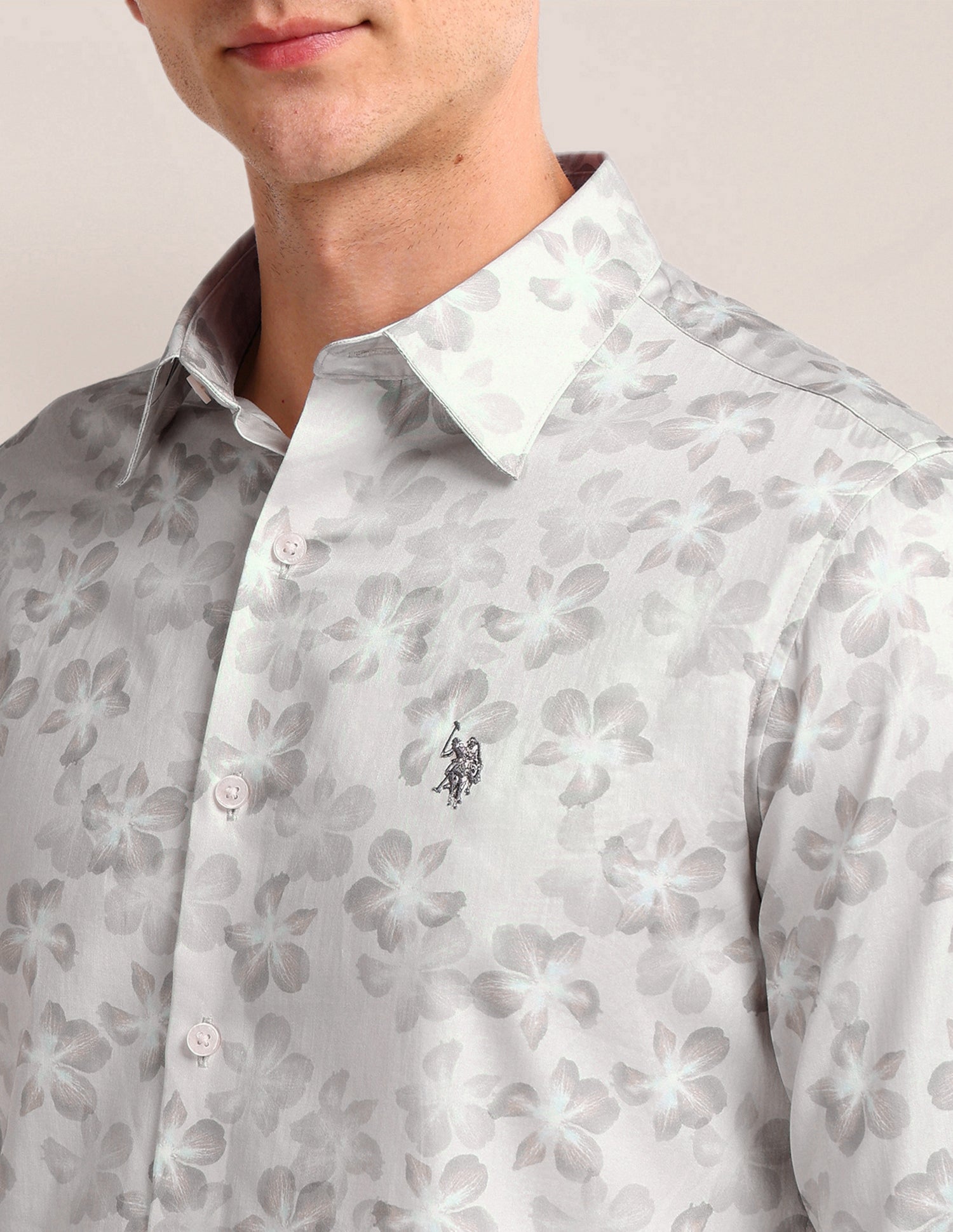 Floral Regular Fit Shirt Light-Grey - U.S. POLO ASSN. | Large