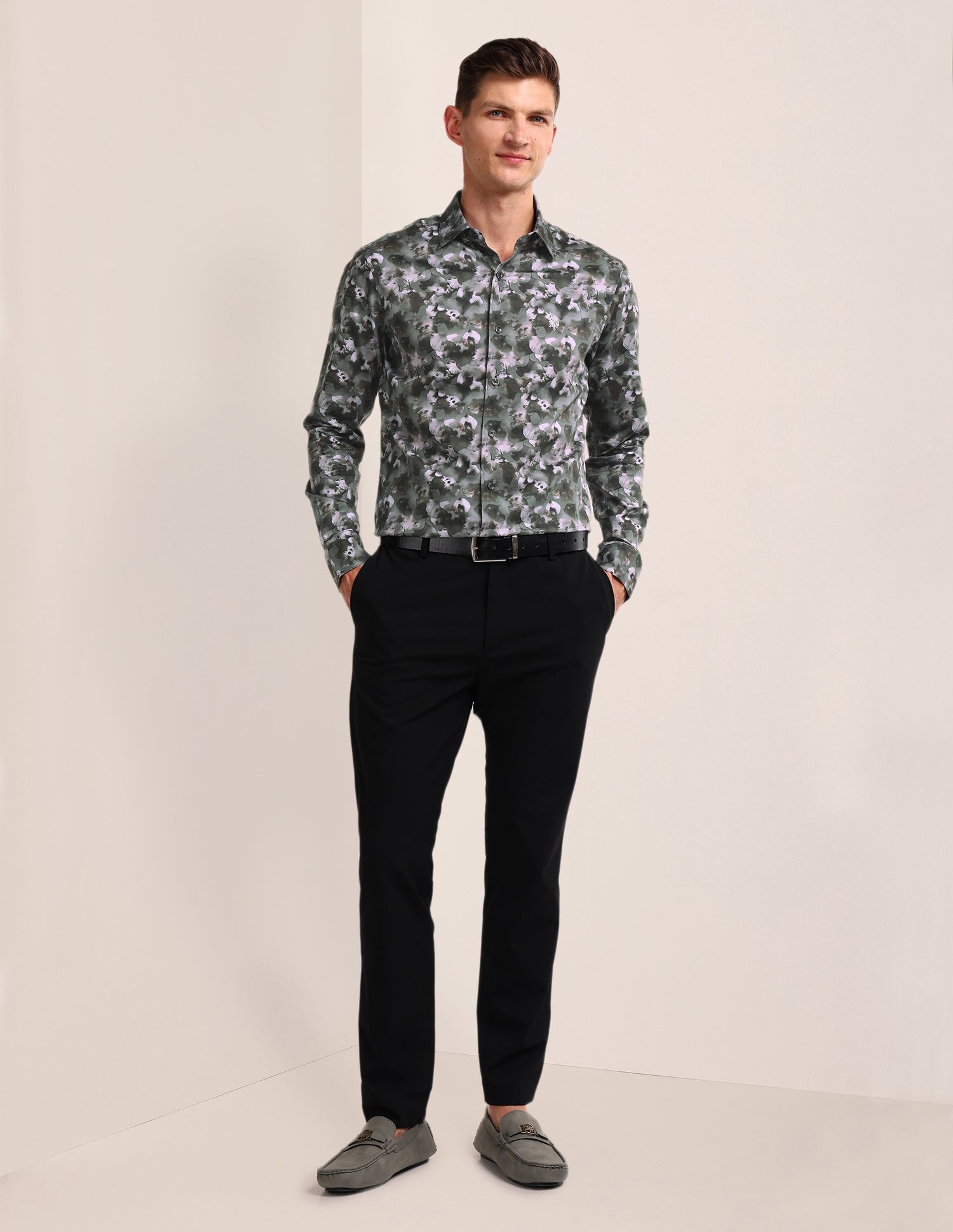 All-over Regular Fit Shirt Olive - U.S. Polo Assn. India | Large