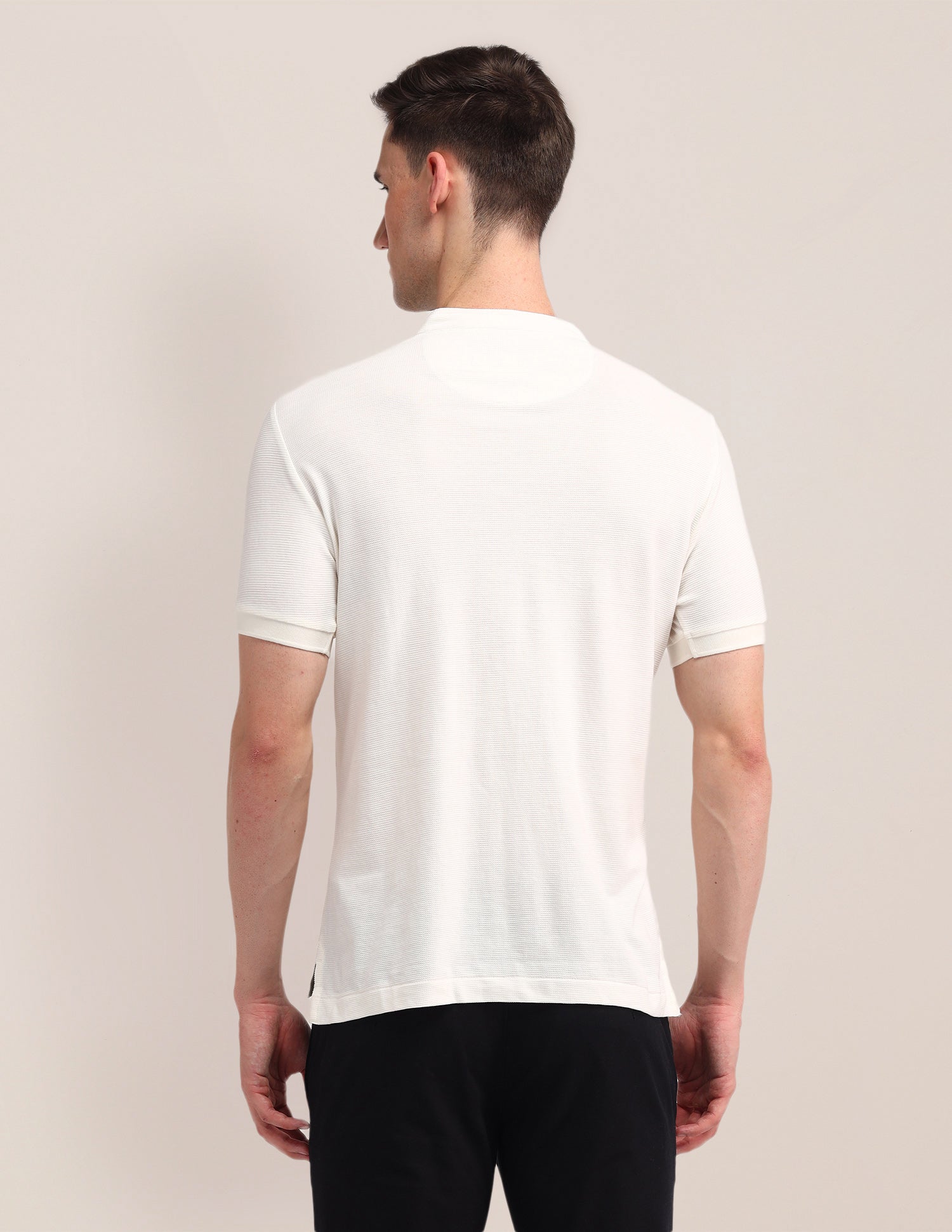 Solid Slim Fit Polo Shirt Off White - U.S. Polo Assn. India | Large