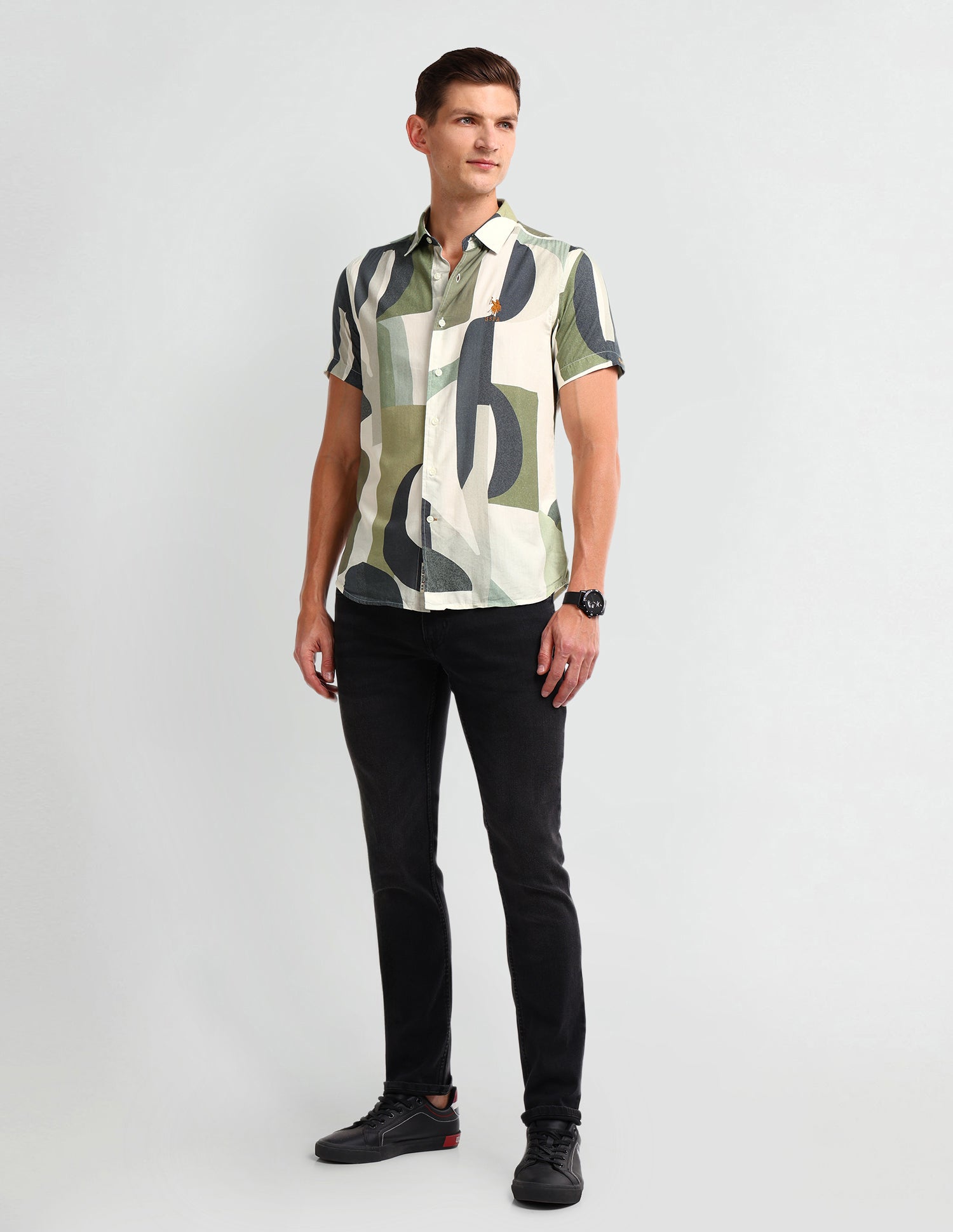 Abstract Slim Fit Shirt Green - U.S. POLO ASSN. | Large