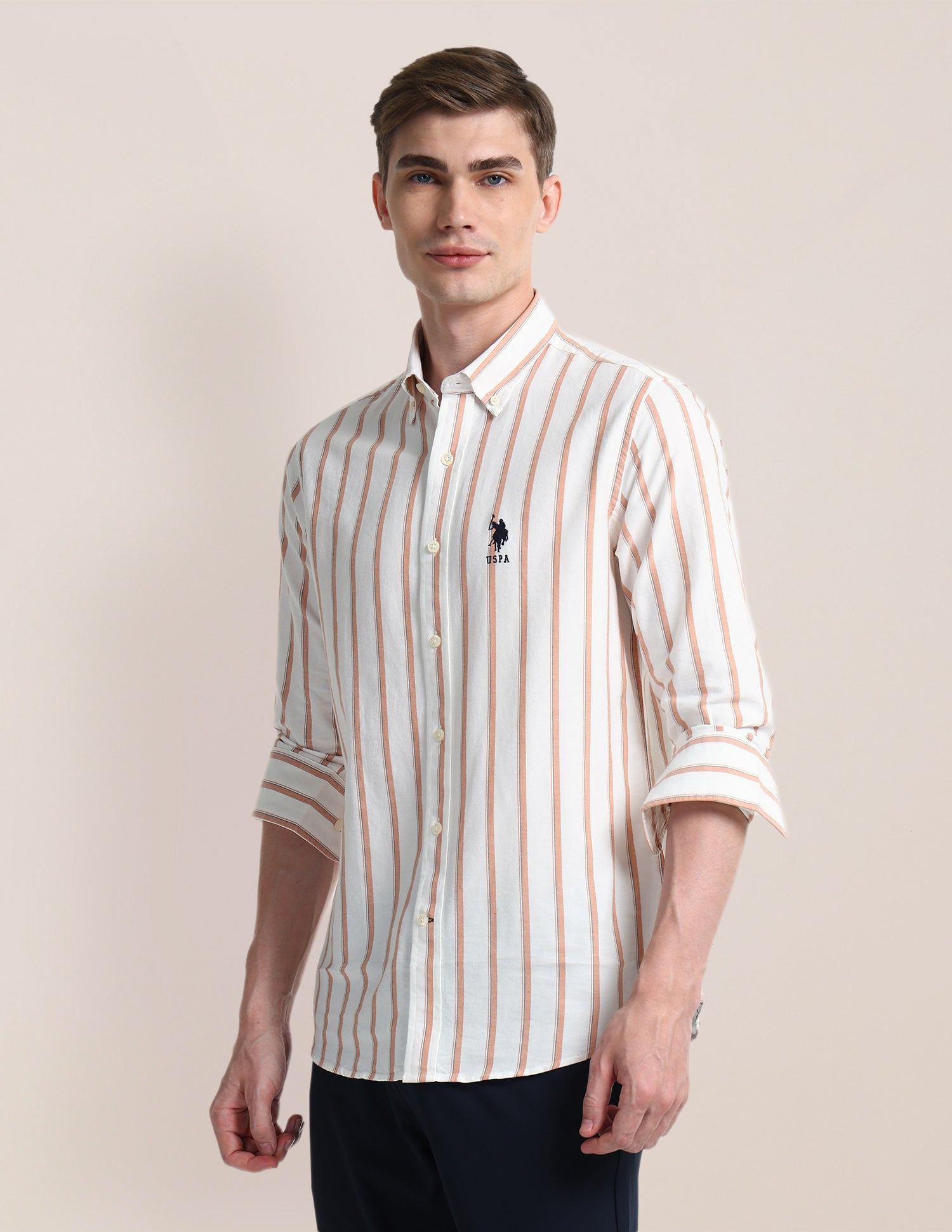 Vertical Striped Regular Fit Shirt White - U.S. POLO ASSN. | Large